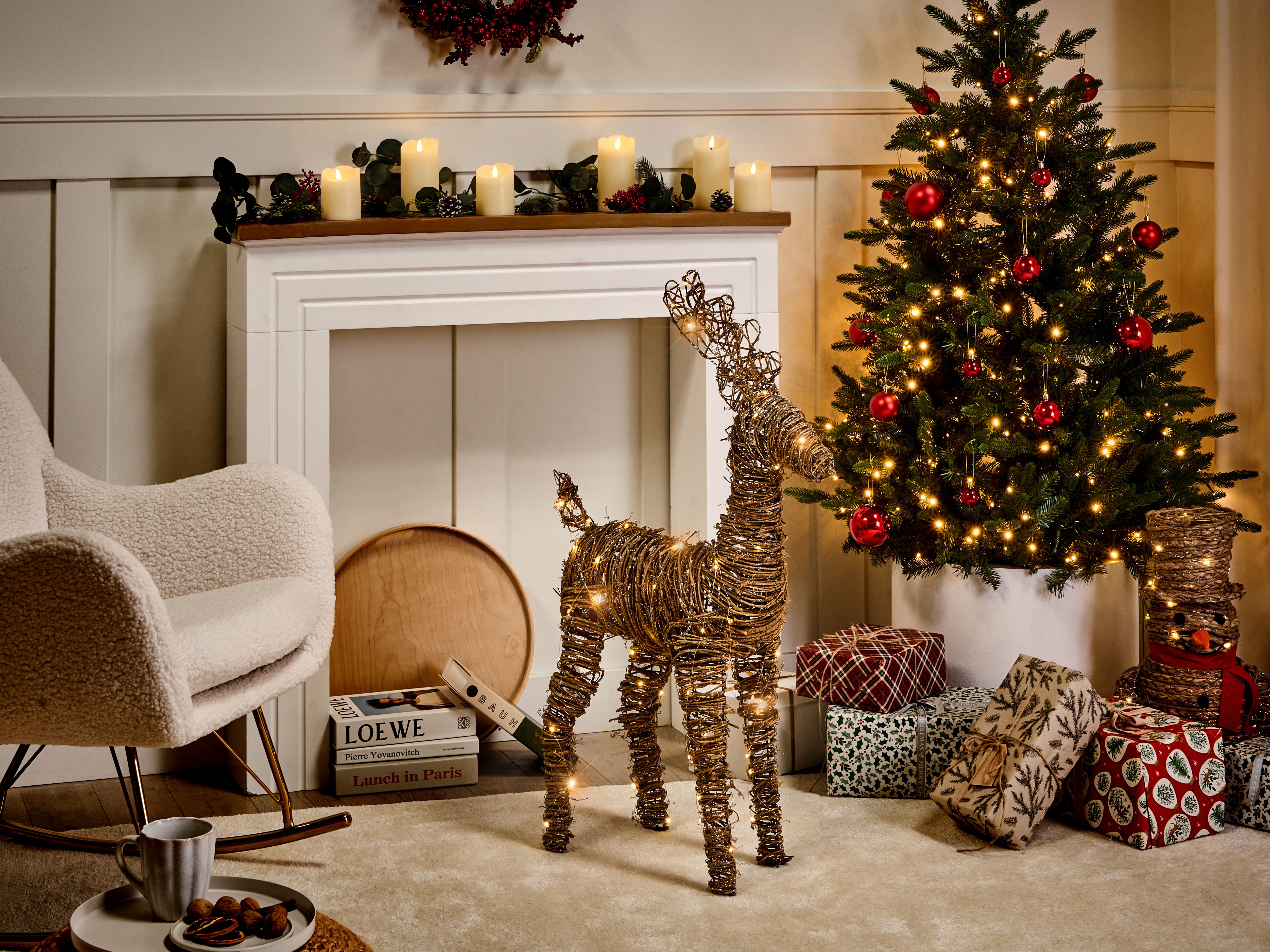 Christmas Decoration LED GRINDAVIK Reindeer 97 cm Natural