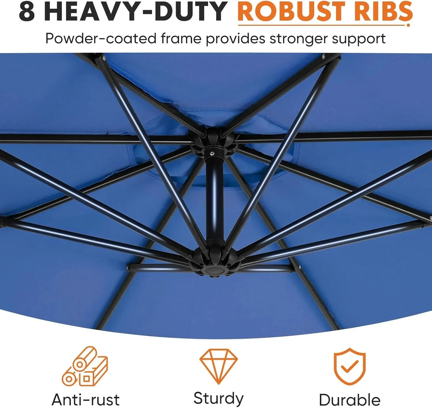 Sweetcrispy 9.8FT Offset Patio Umbrella With Easy Tilt Adjustment, 8 Ribs, Blue - Image 26 Sweetcrispy 9.8FT Offset Patio Umbrella With Easy Tilt Adjustment, 8 Ribs, Blue - Image 26