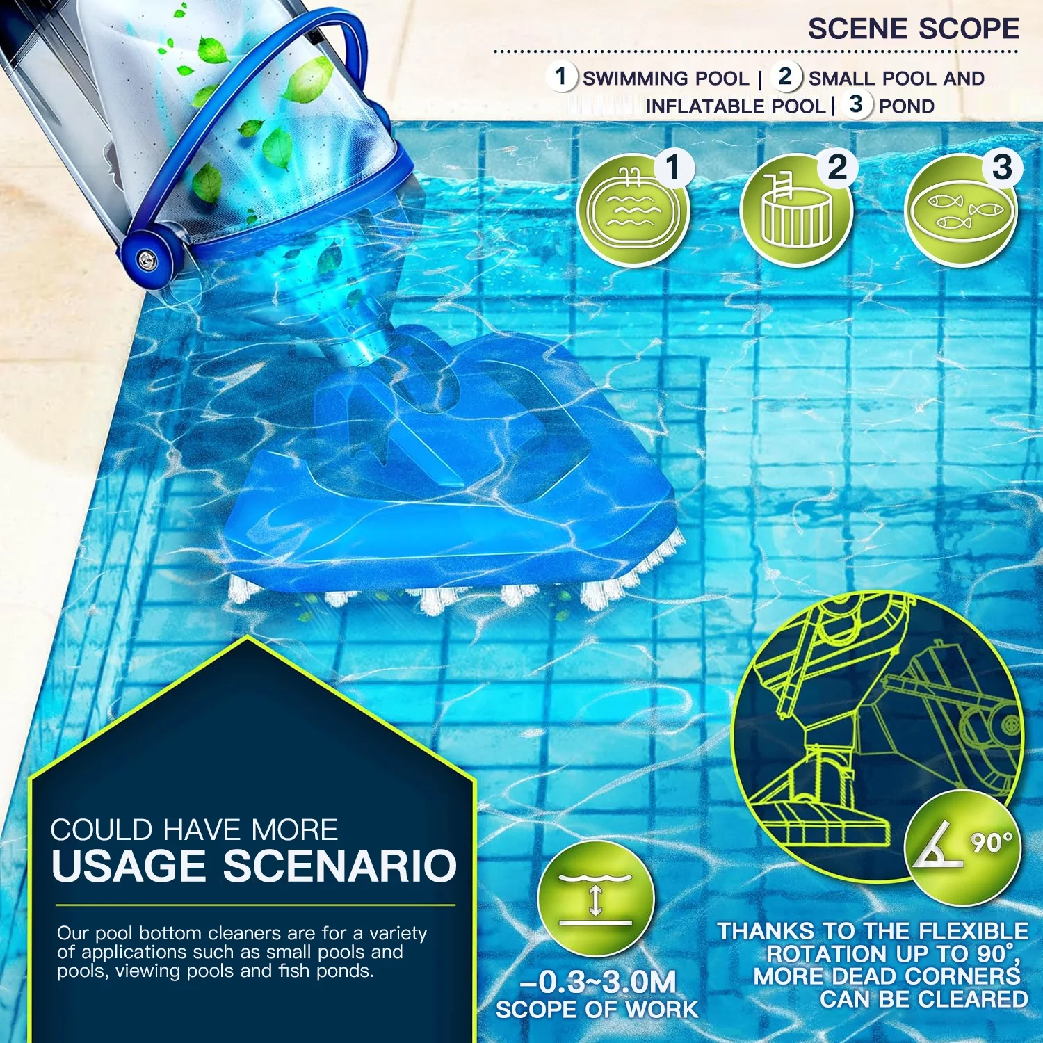 LANCHEZ Cordless Pool Vacuum with Strong Suction, Handheld Rechargeable Swimming Pool Cleaner with Powerful Suction up to 17.5 GPM for Inground and Above Ground Pools, Hot Tubs - Image 6