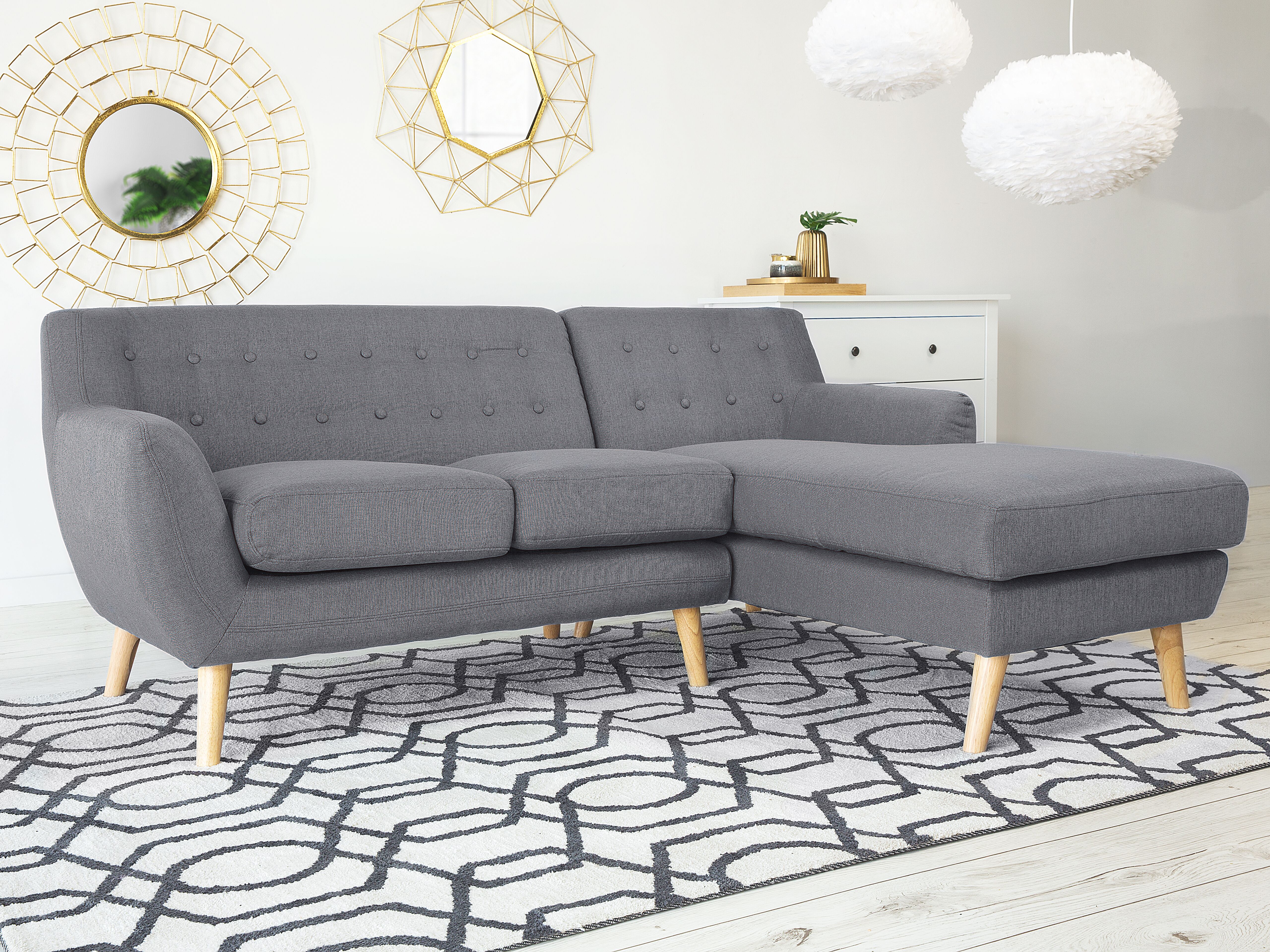 Corner Sofa 3 Seater MOTALA Fabric Light Grey Left Hand