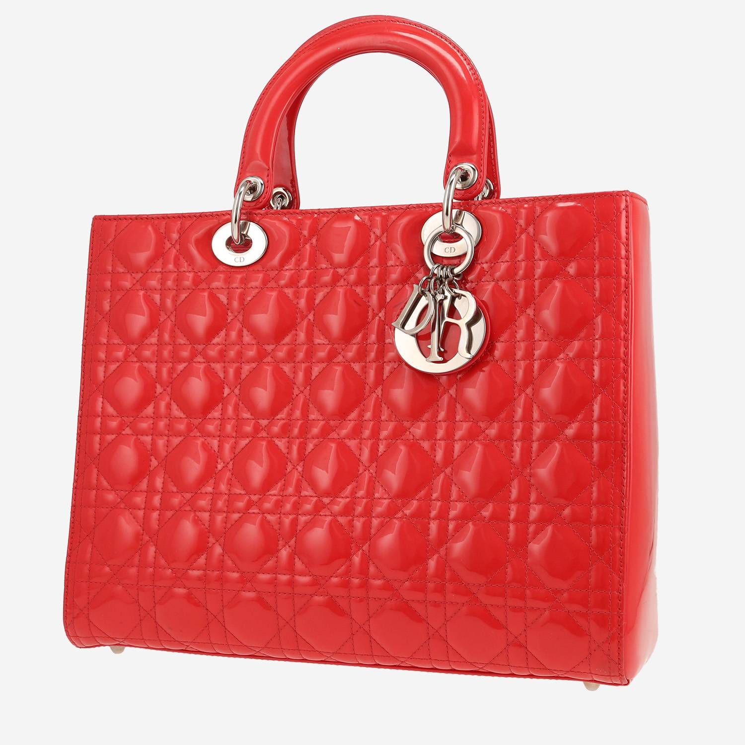 Dior Lady Dior handbag in red patent leather