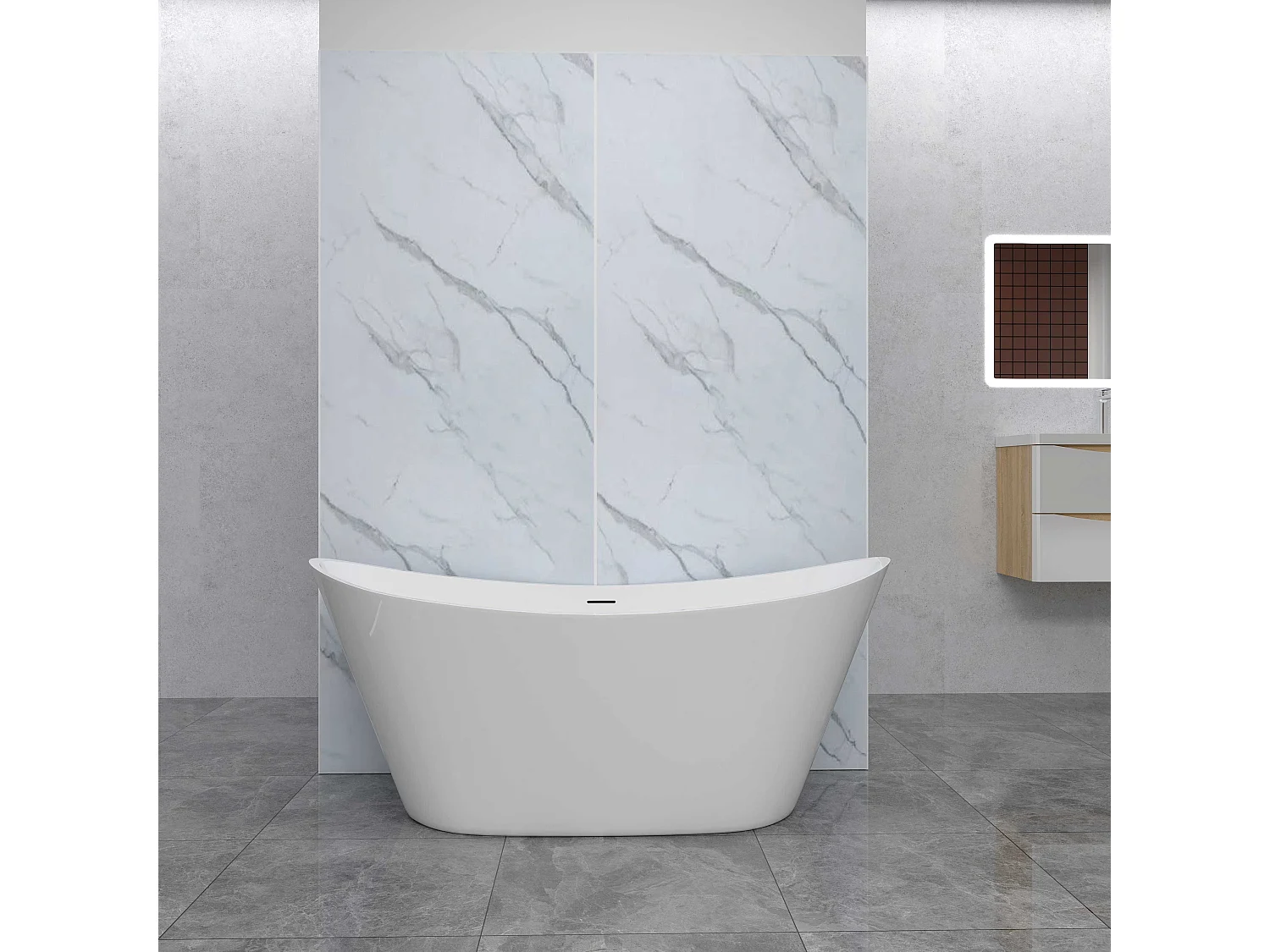 AICA Lot de 2 panneaux muraux de douche effet Marbre en Aluminium avec 1 profilés — L80xL80xH210 cm , Protection murale,Antimoisissure,Facile pose