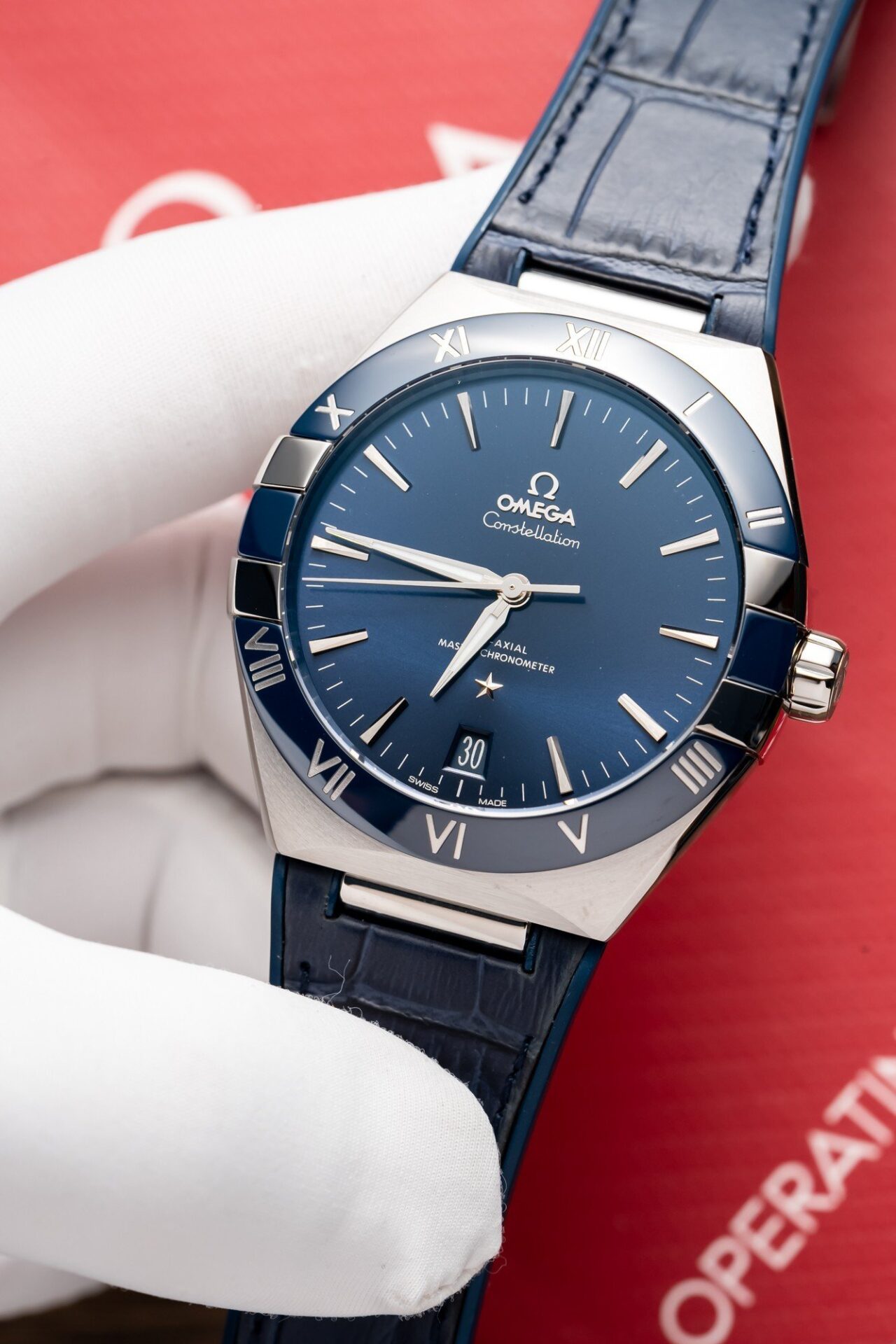 Omega Constellation Replica 11 Watch Blue Dial Leather Strap 41mm - Elite Watch Atelier