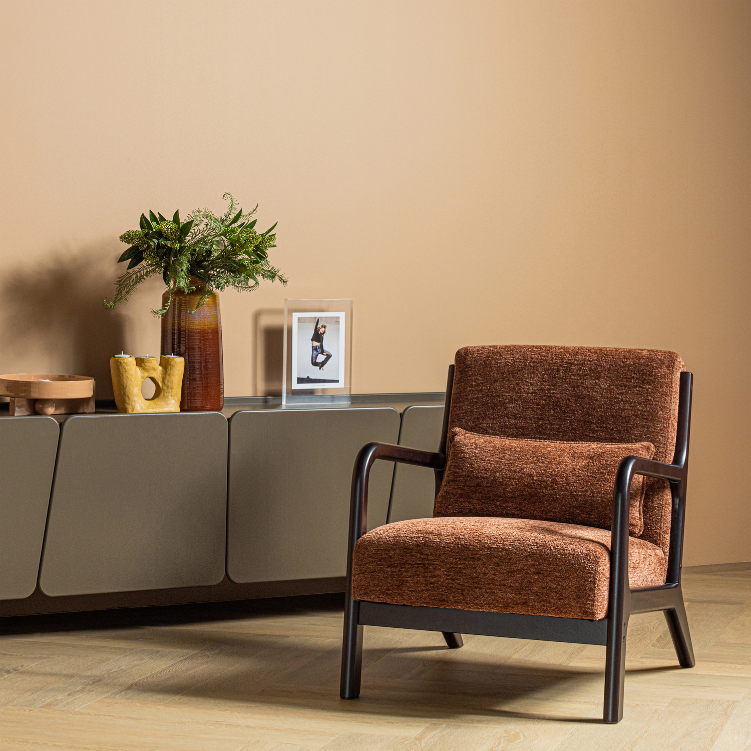 WOOOD Mark Fauteuil - Chenille - Bruin - 75x67x82