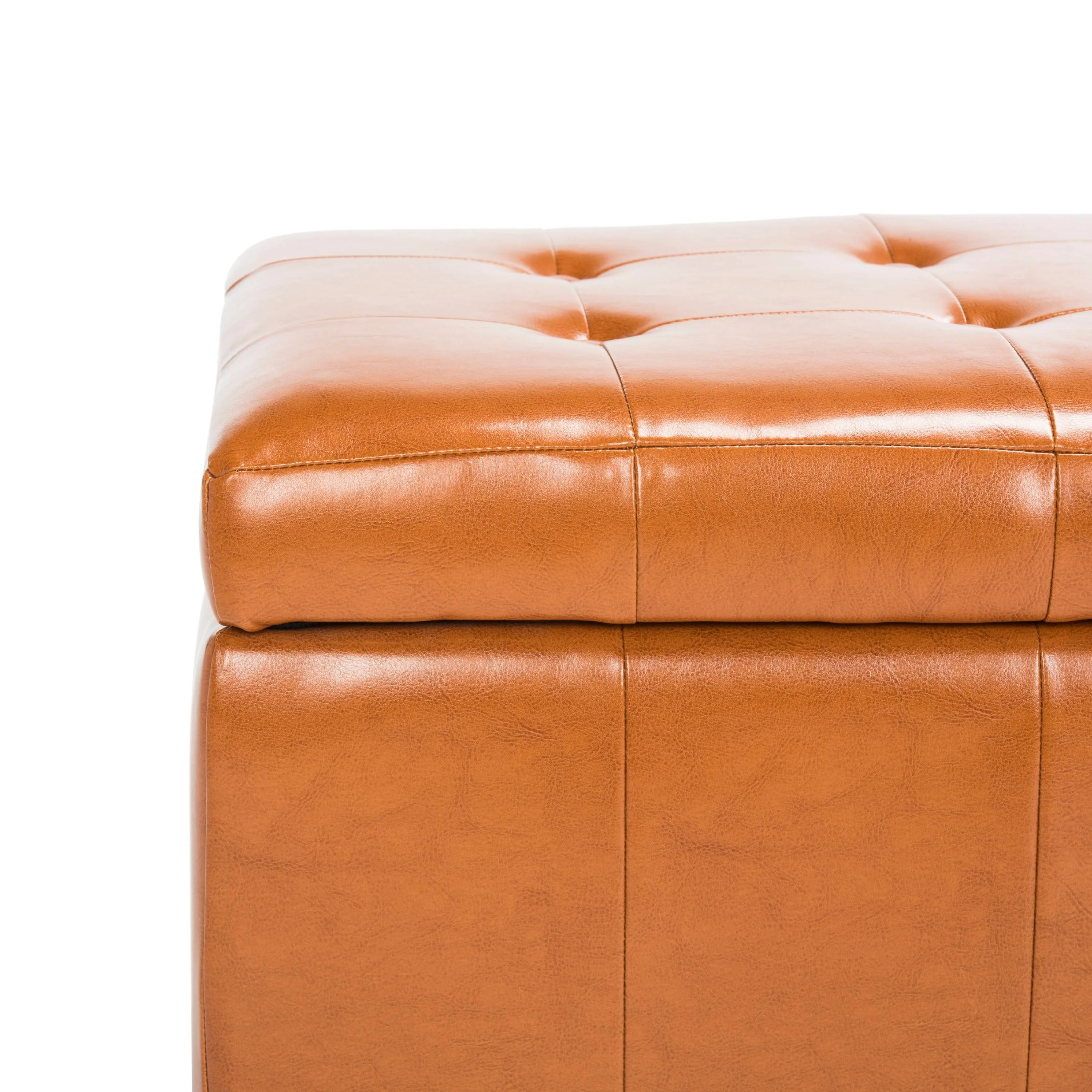 SAFAVIEH Large Manhattan Rustic Tufted Storage Bench, Brown - Image 24
