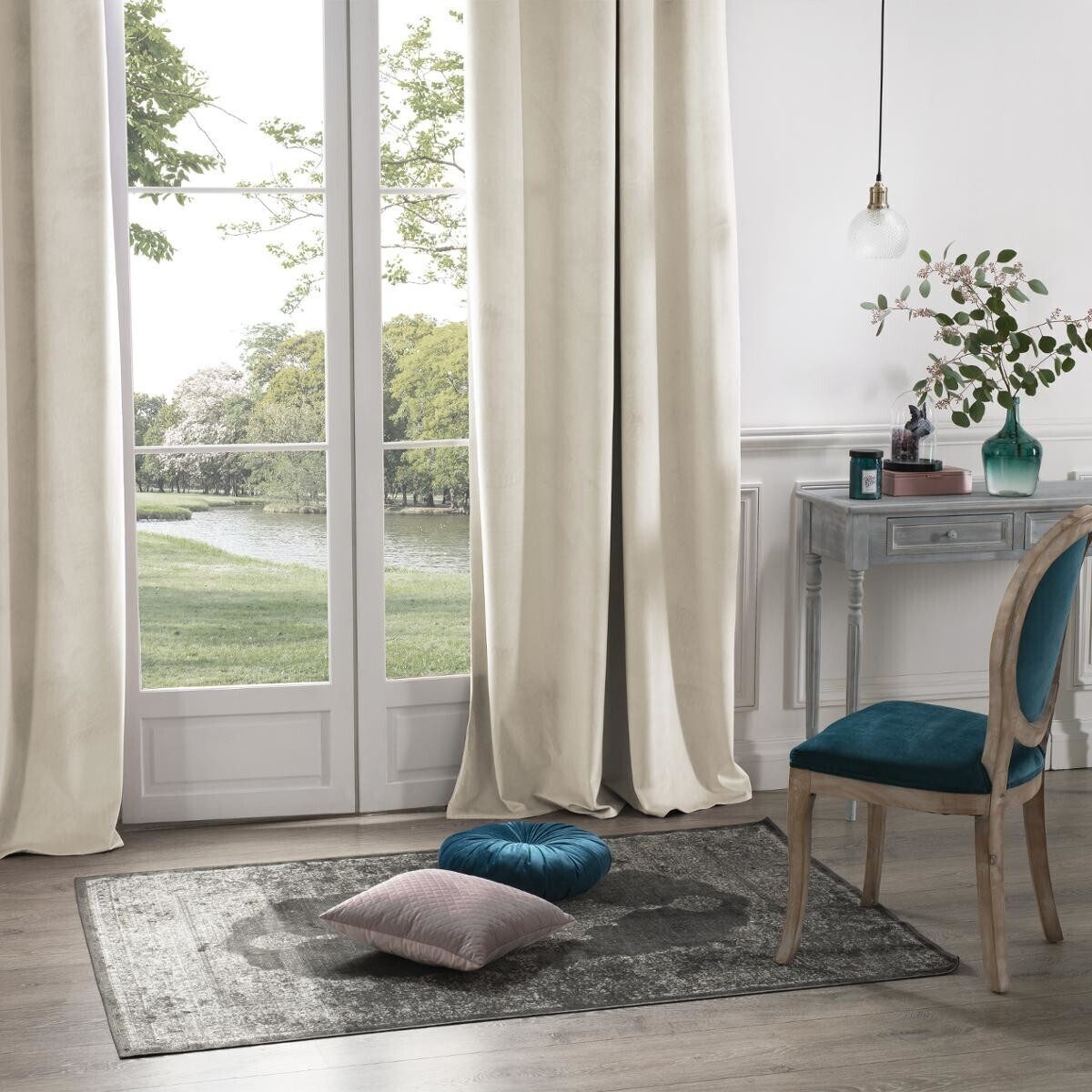 Blackout curtain "Dolce" velvet Ivory white, 140x260 cm