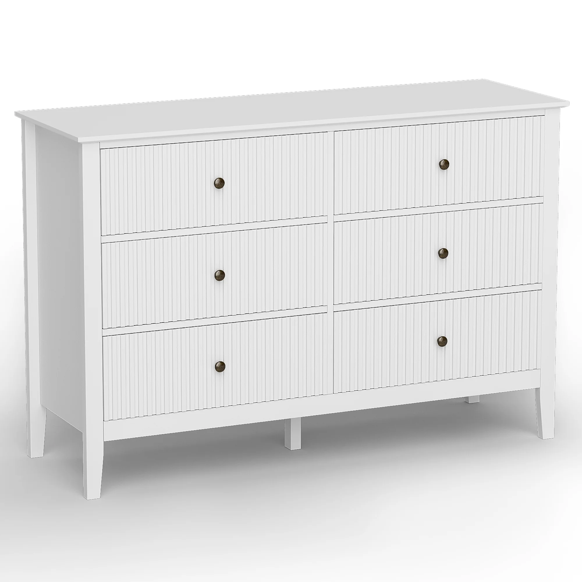 May Color Large White 3 Drawer Dresser Set of 2 with Fluted Panel, Modern Chest of Drawers with Silent Slide Drawers, Wood Accent Nightstand with Storage for Bedroom Living Room, Hallway - Image 111