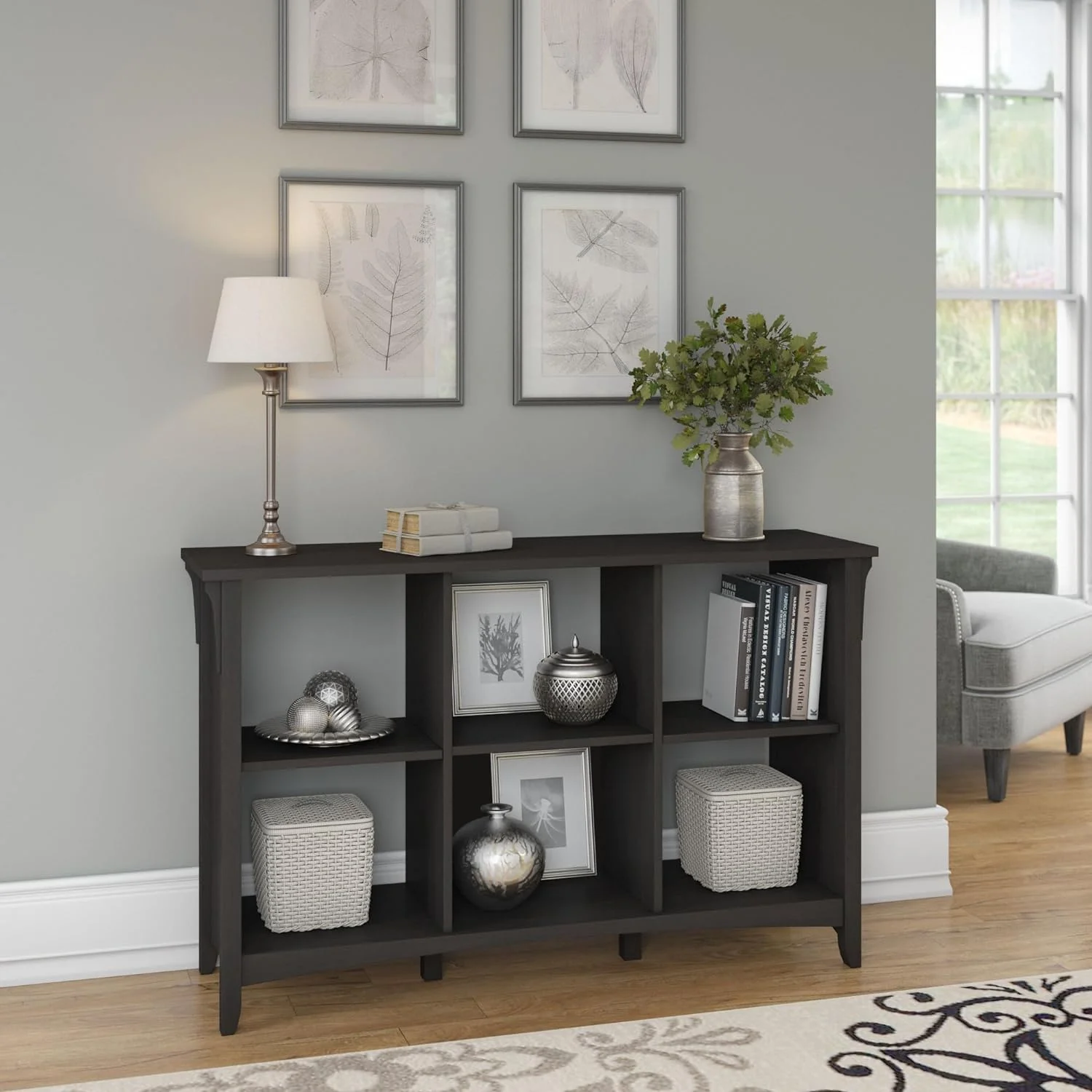 CF  Salinas, Office Storage Solution, Home Organizer with Open Shelving, Compact Unit for Books and Supplies, 6 Cube, Vintage Black
