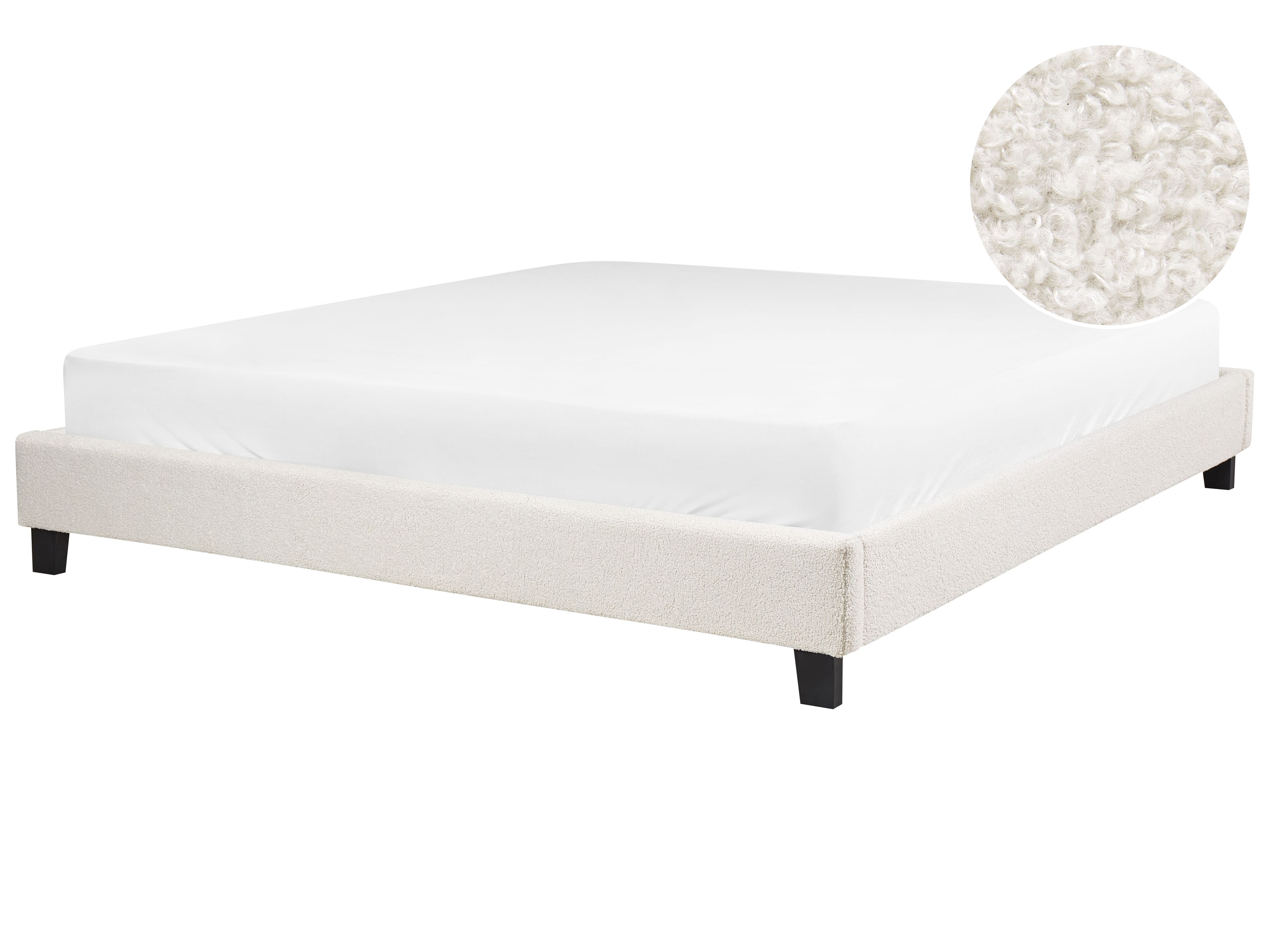 Bed without Headboard Boucle ROANNE 180 x 200 cm (EU Super King) Light Beige