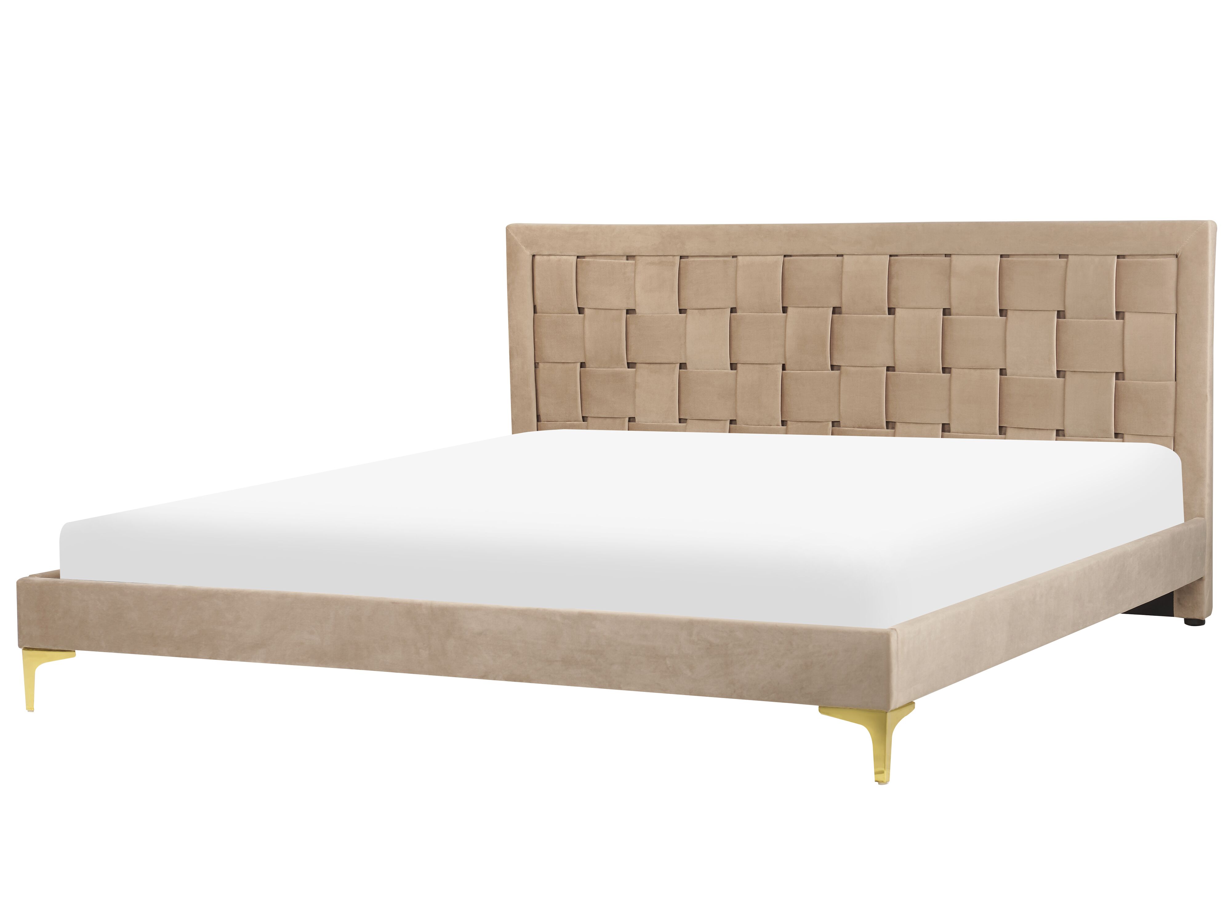 Bed Velvet LIMOUX 180 x 200 cm (EU Super King) Taupe