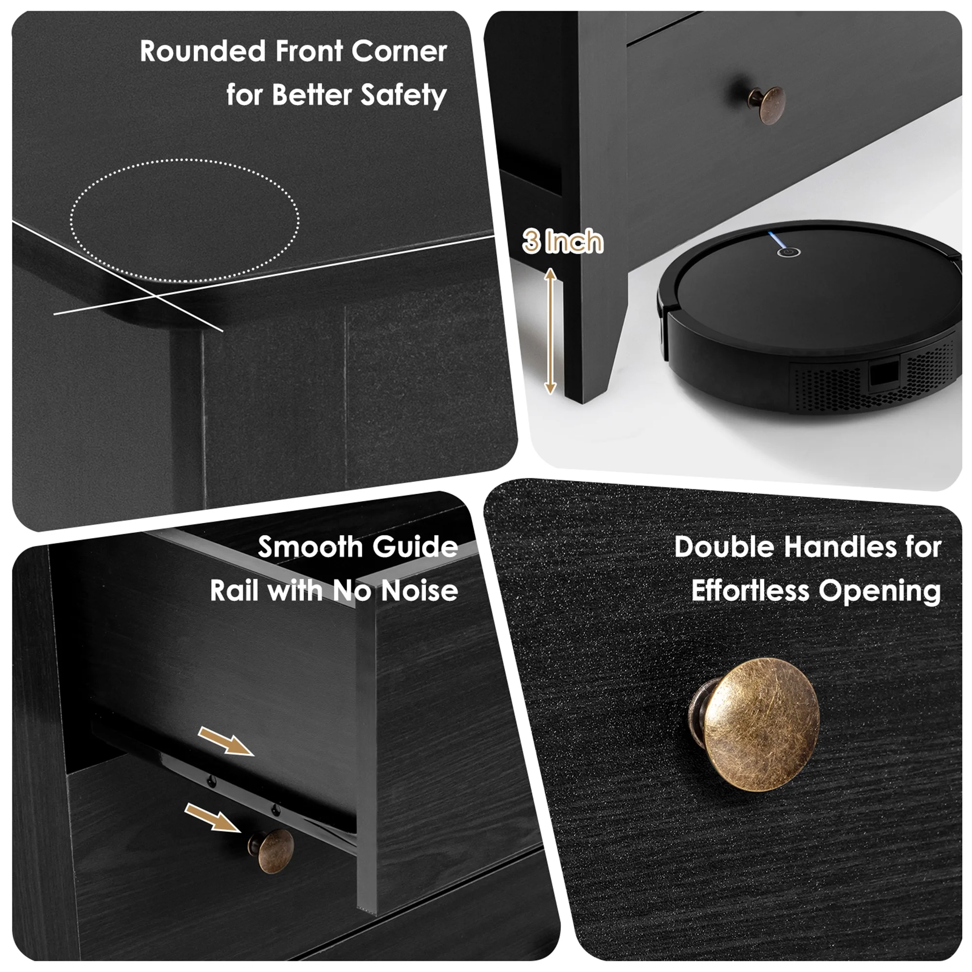 Gymax 3 Drawer Dresser Chest of Drawers Bedside Table for Living Room Bedroom Espresso - Image 20