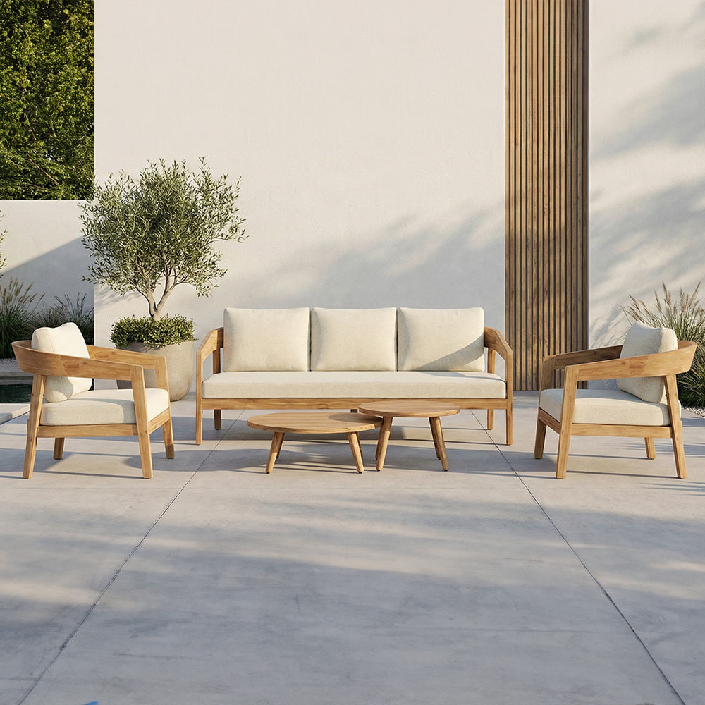 Blokker Sanjo Loungeset - Acaciahout - Off-White