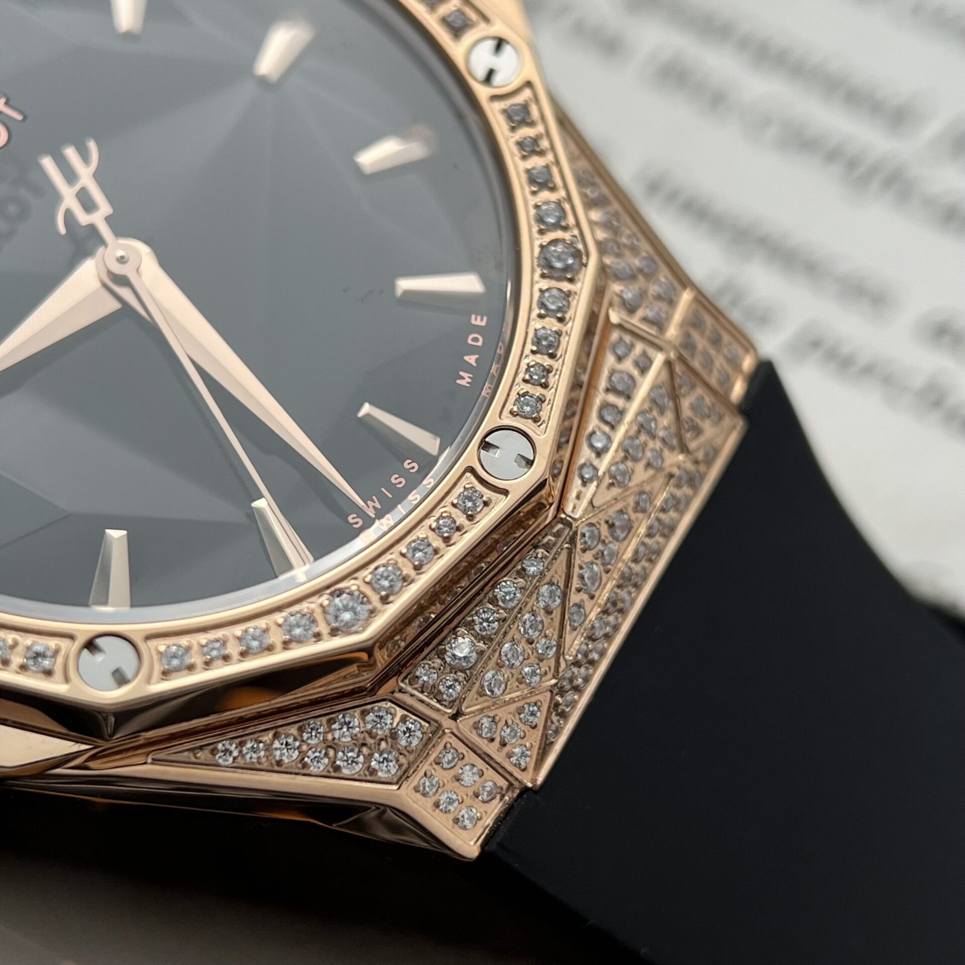 Hublot Replica 1:1 Watch Orlinski King Gold Full Diamonds Black 40mm - Top club