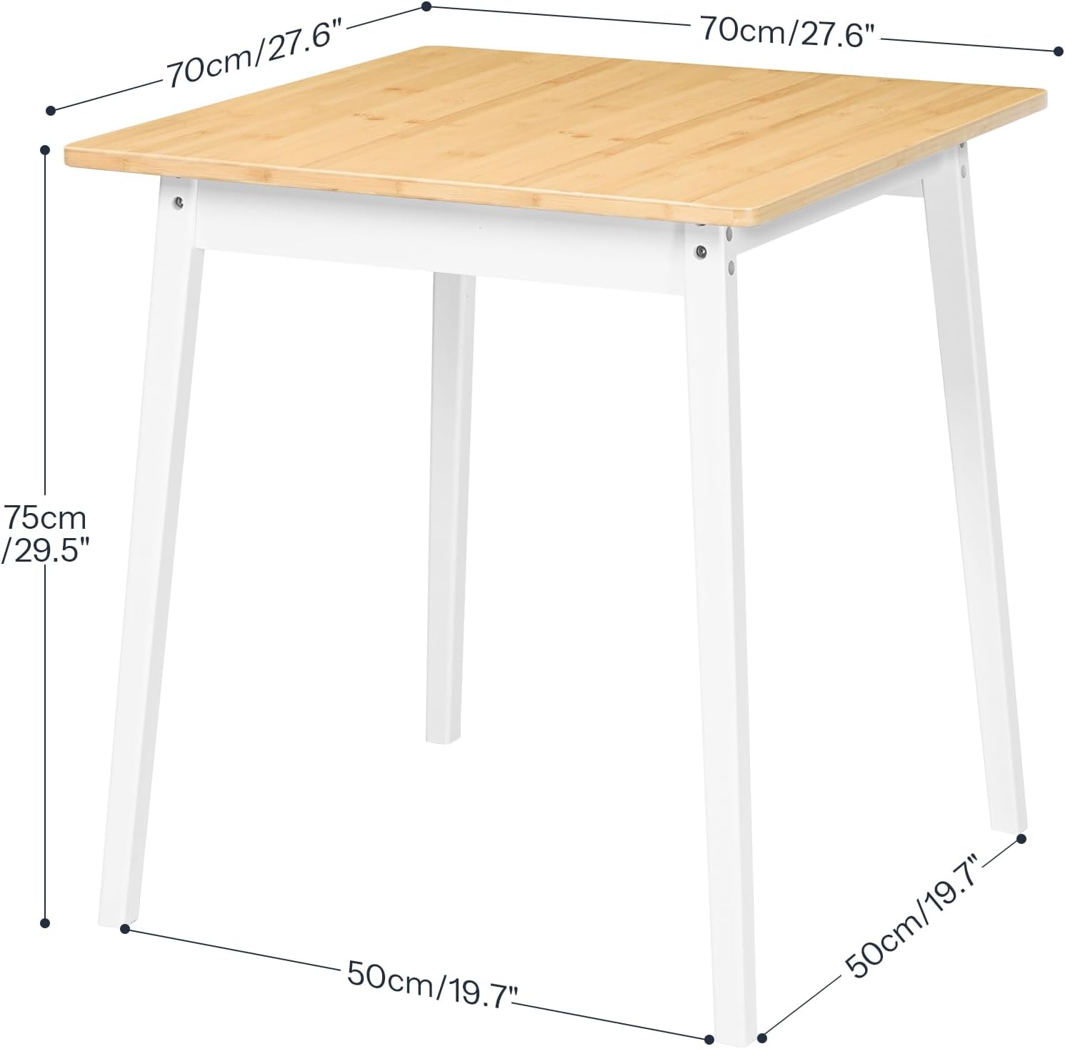 HOOBRO Bamboo Dining Table, Square Dining Table for 2, 27.6