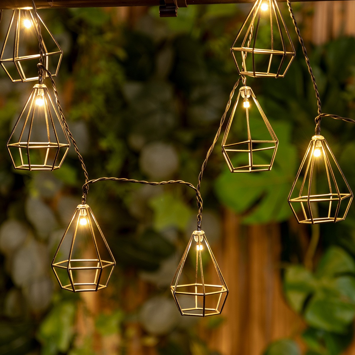 Solar garland 10 balls Metal, Black, L.335 cm