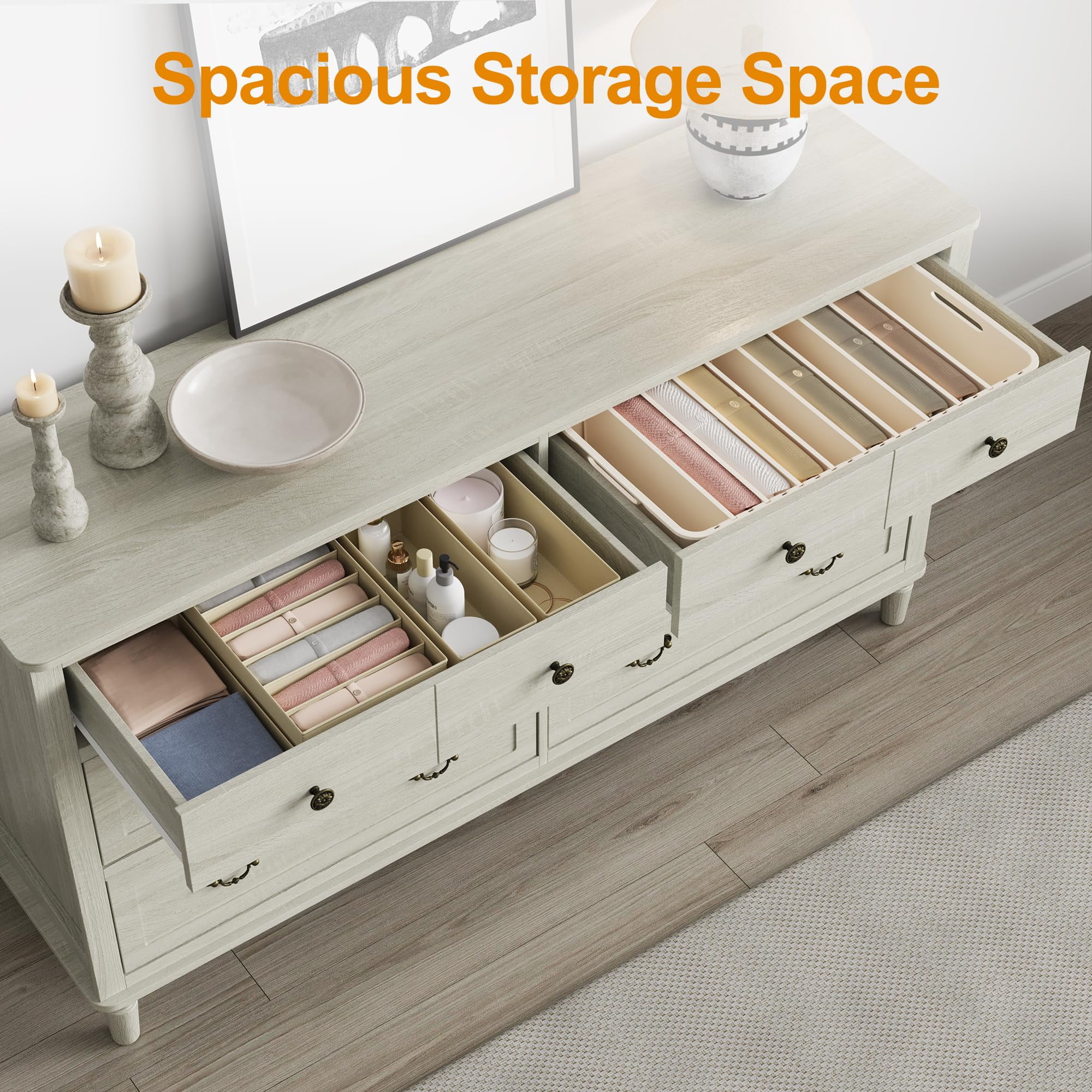May Color Large White 3 Drawer Dresser Set of 2 with Fluted Panel, Modern Chest of Drawers with Silent Slide Drawers, Wood Accent Nightstand with Storage for Bedroom Living Room, Hallway - Image 79