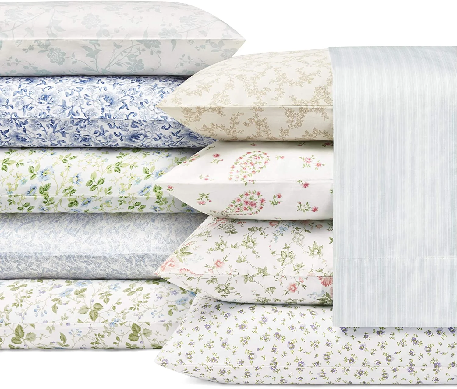 Laura Ashley Home - Full Sheets, Soft Sateen Cotton Bedding Set - Sleek, Smooth, & Breathable Home Decor,Blossoming Blue Blossoming Blue/White Full - Image 3