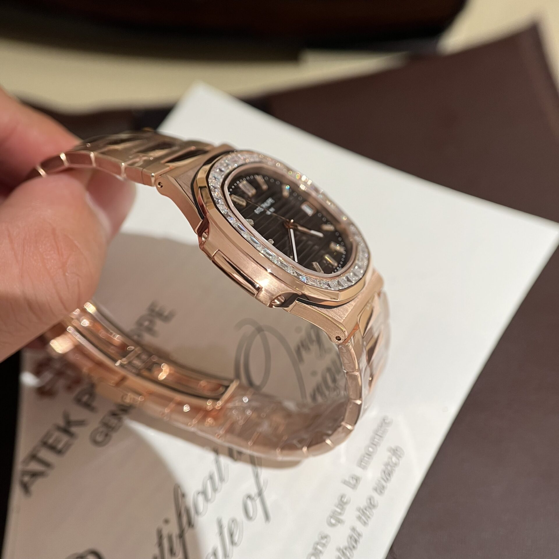 Patek Philippe Replica Watch Nautilus 5723 Gold Wrapped Moissanite Diamonds 40mm - Top club