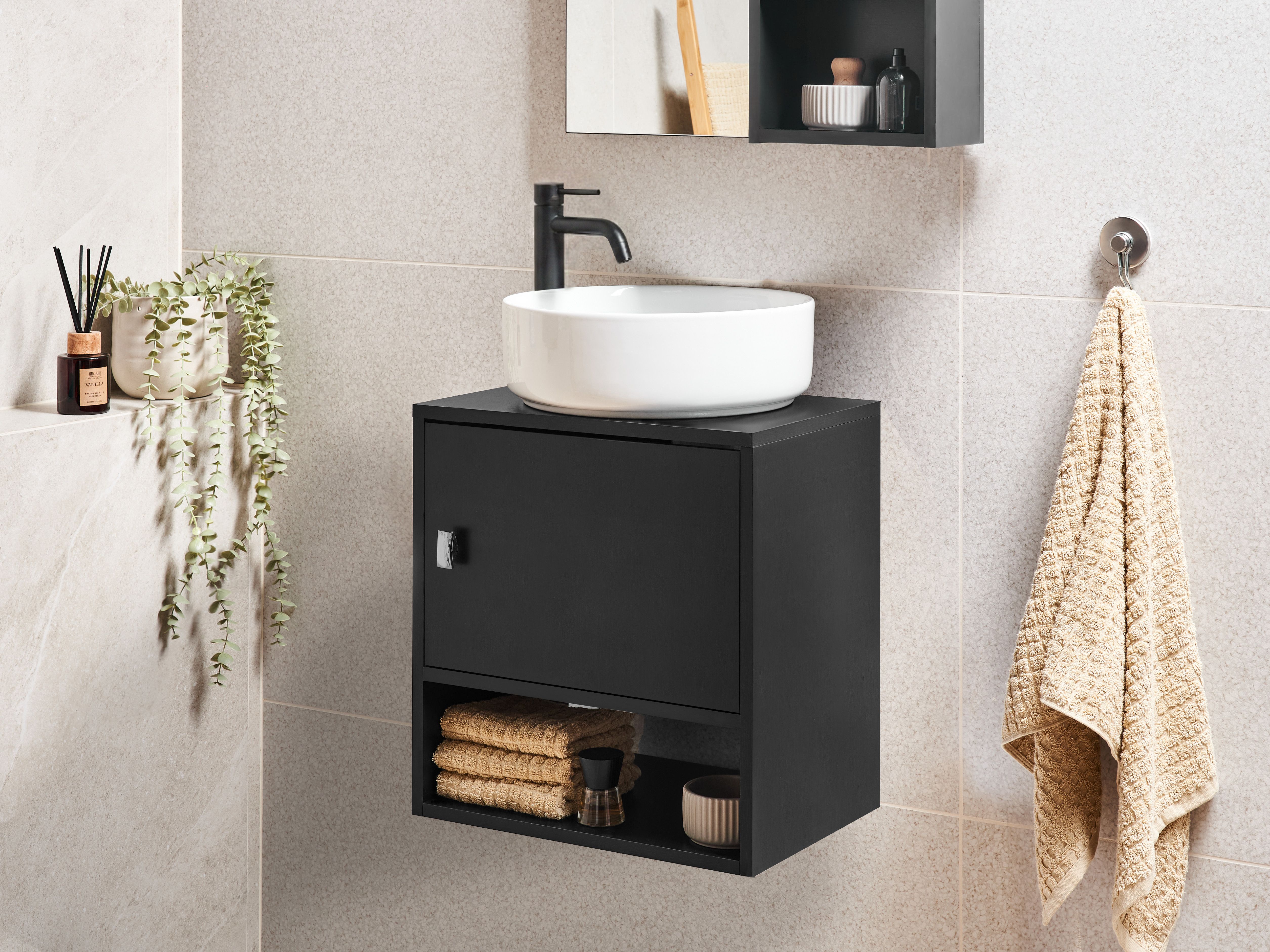 Wall Mounted Vanity Unit LIMERIA 45 cm Black
