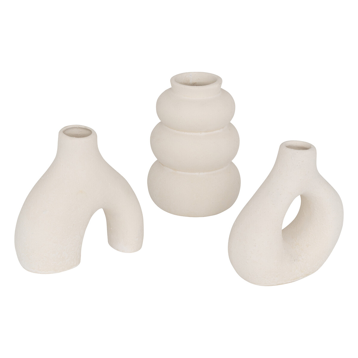 Set of 3 solifloras "Iora" Ceramic, White, H.9 cm