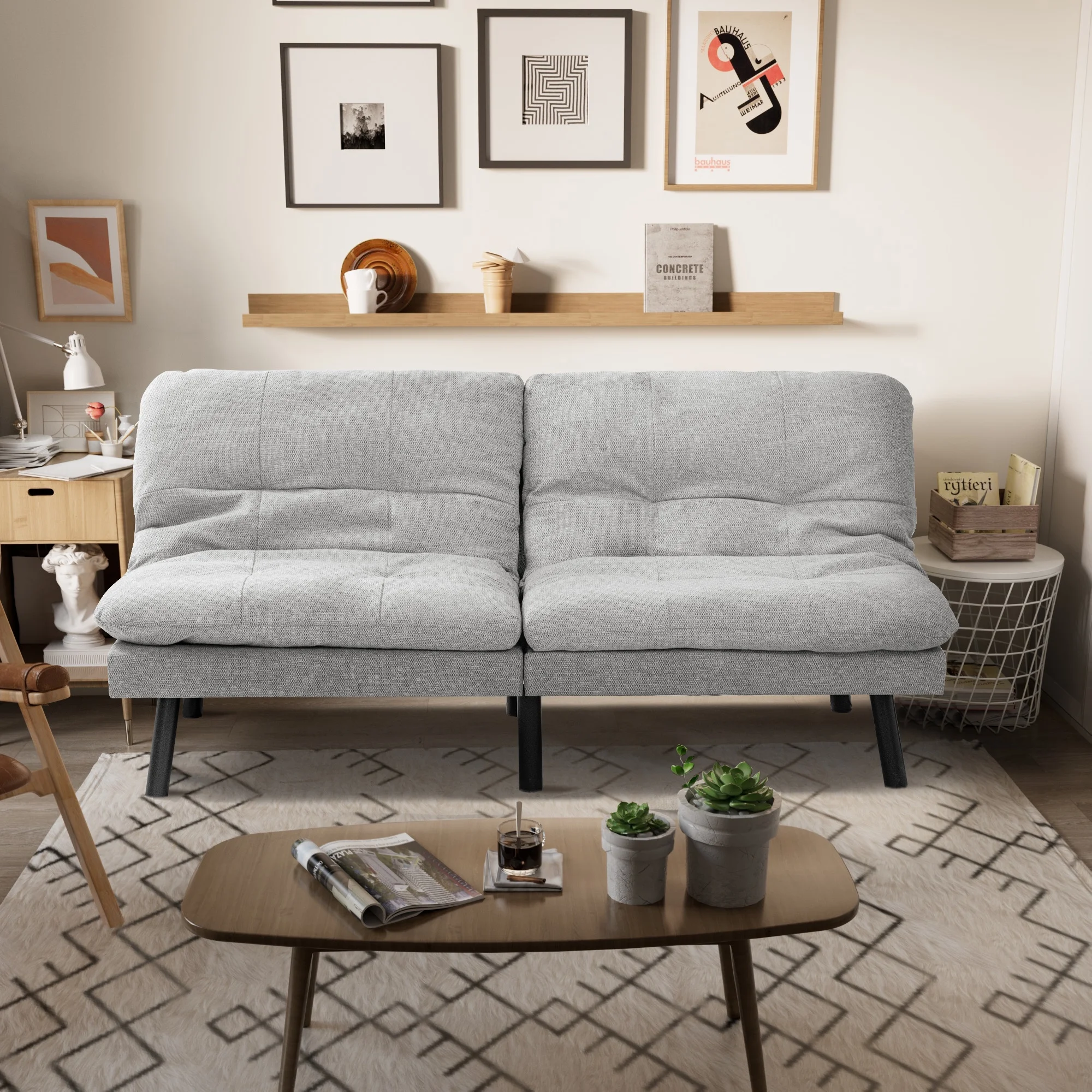 Homall Futon sofa, Two Seat Adjustable Sofa, Corduroy Fabric, Upholstered Sofa, Sofa Changeable into Bed, Leisure Reading and Games, Green - Image 28