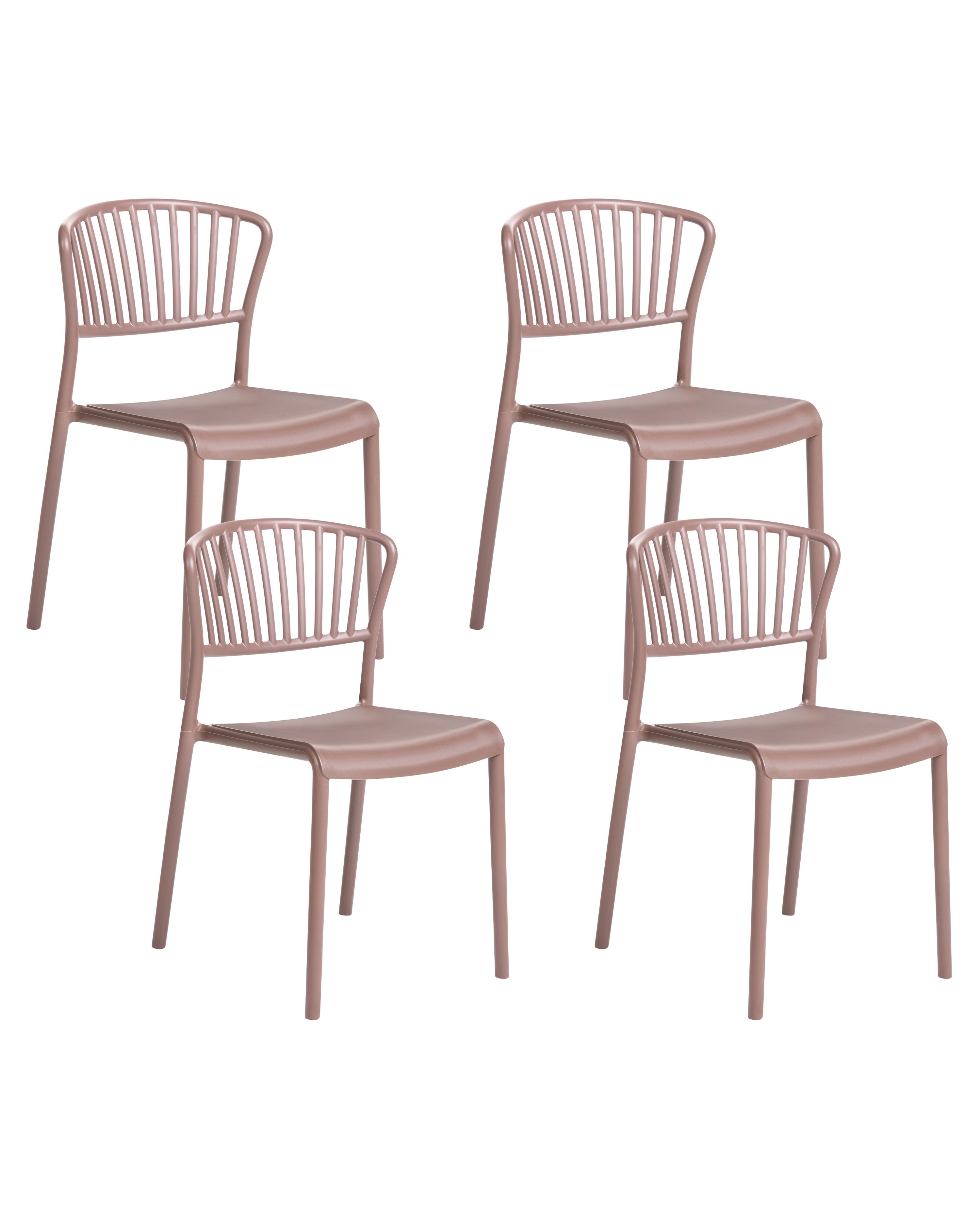 Set of 4 Garden Chairs GELA Brown