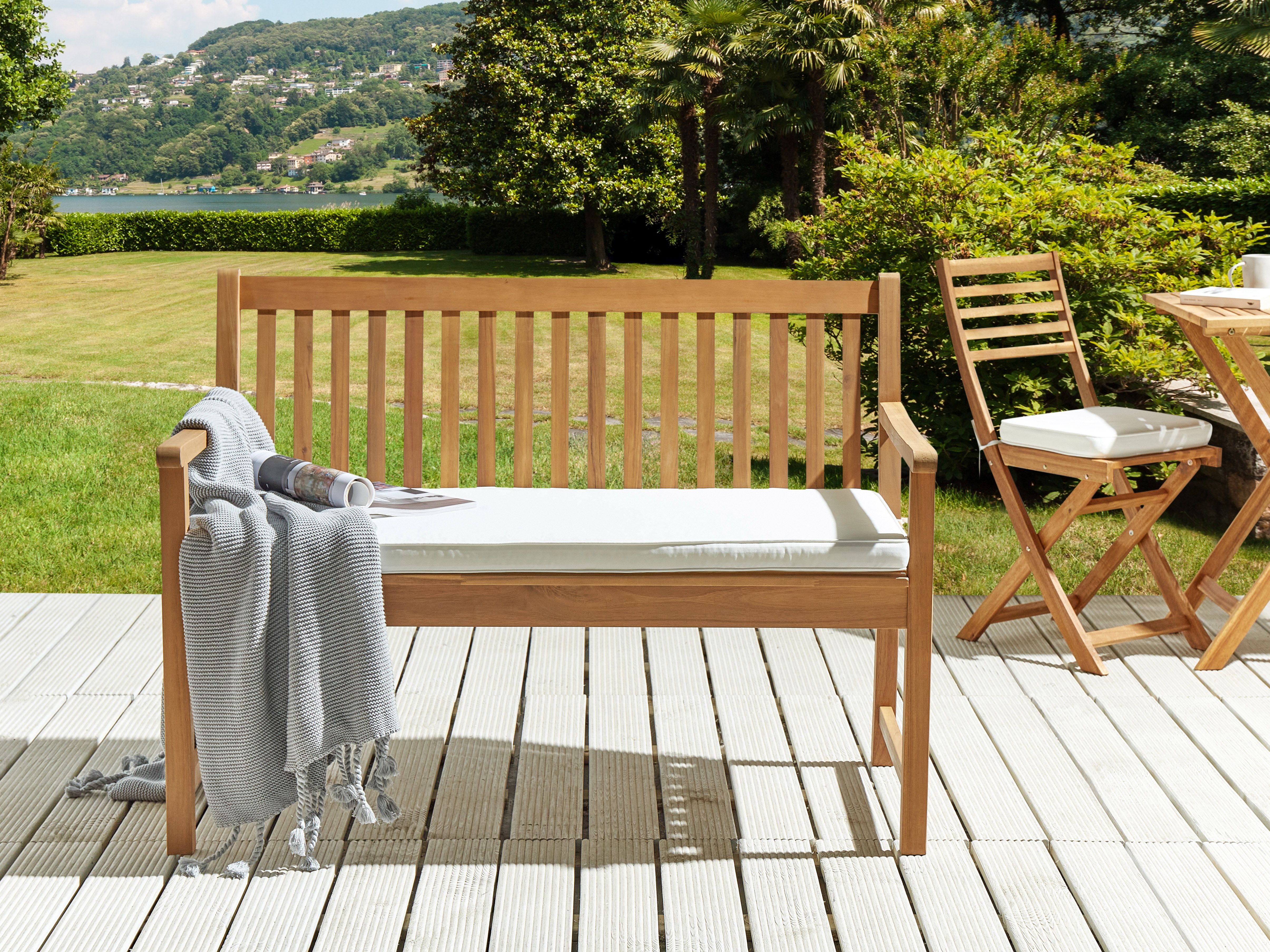 Bench Seat Pad Cushion VIVARA 112 x 54 cm Off-White
