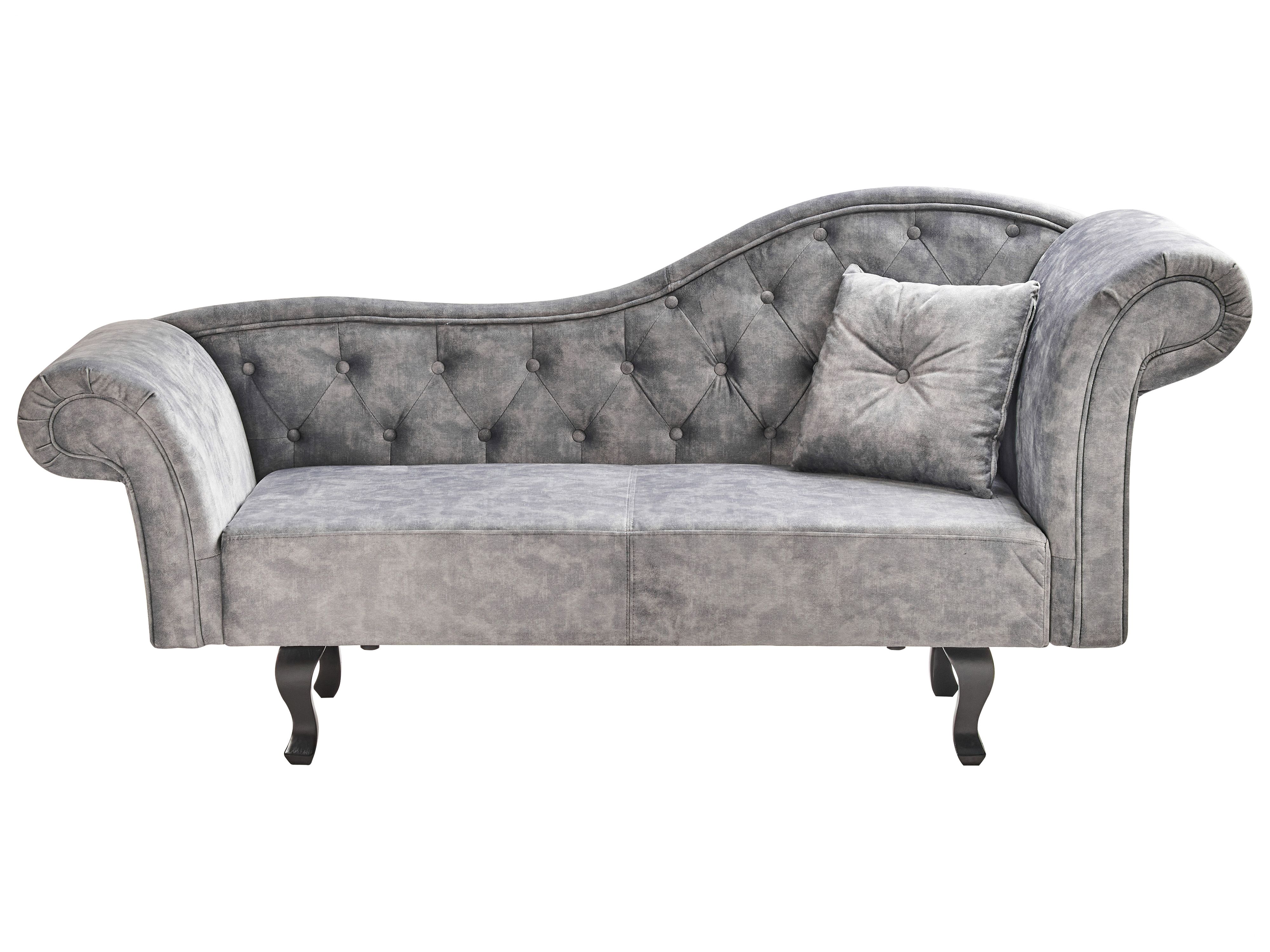 Right-Hand Chaise Lounge LATTES II Velvet Grey with Cushion