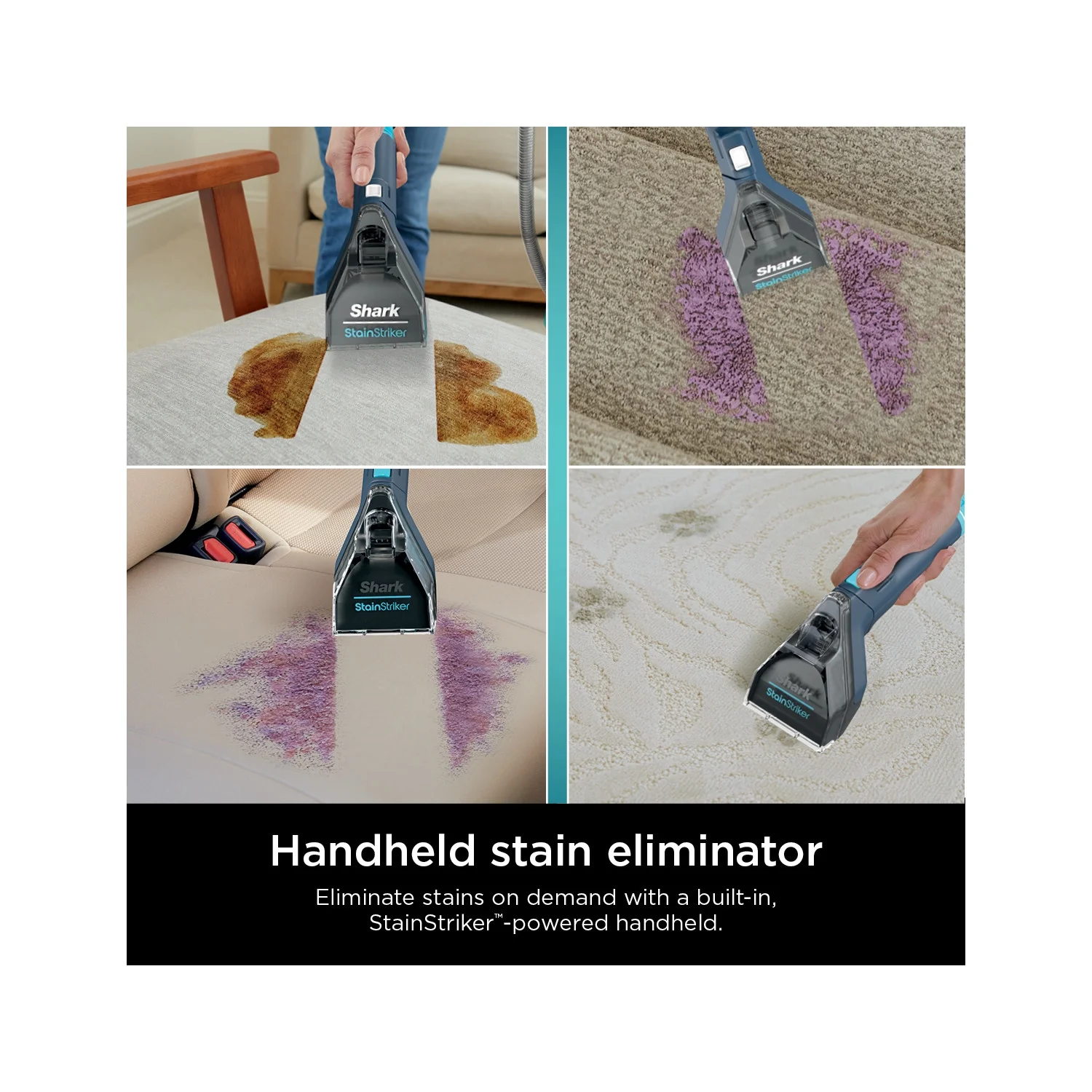 Shark StainStriker Carpet and Upholstery Cleaner, Portable with 2 Tools, 6oz Deep Clean Pro Formula and 12oz OXY Multiplier Formula, PX200 Navy/White - Image 7