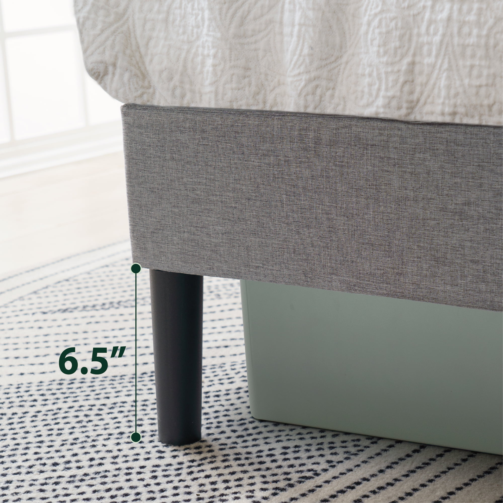 Mainstays Upholstered Platform Bed, No Box Spring Needed, Gray, Queen - Image 5