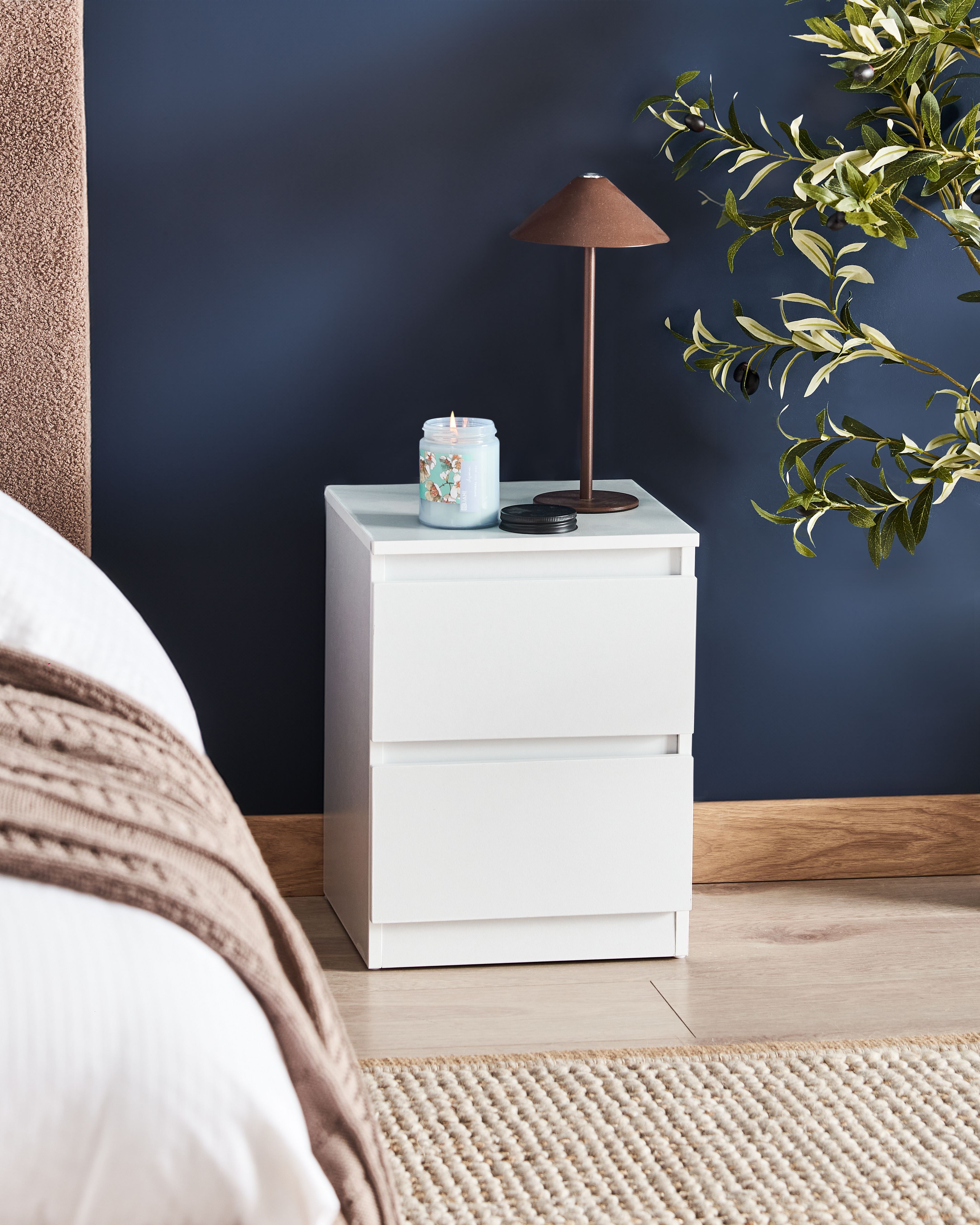 2 Drawer Bedside Table WINNIPEG White