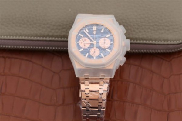 Replica Audemars Piguet Royal Oak Chronograph RG JHF Blue/RG Dial RG Bracelet A7750 - Top club