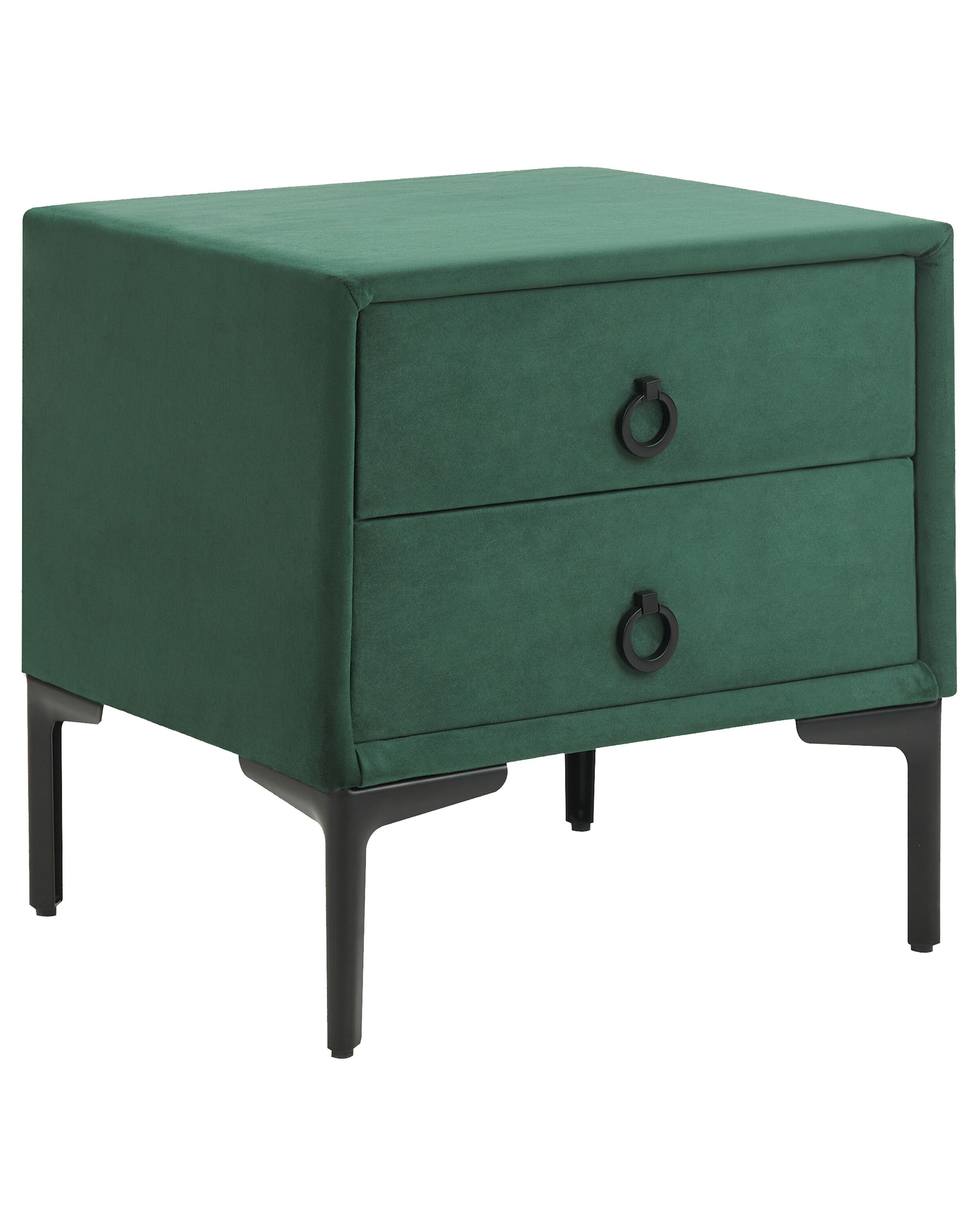 2 Drawer Bedside Table SEZANNE Velvet Dark Green