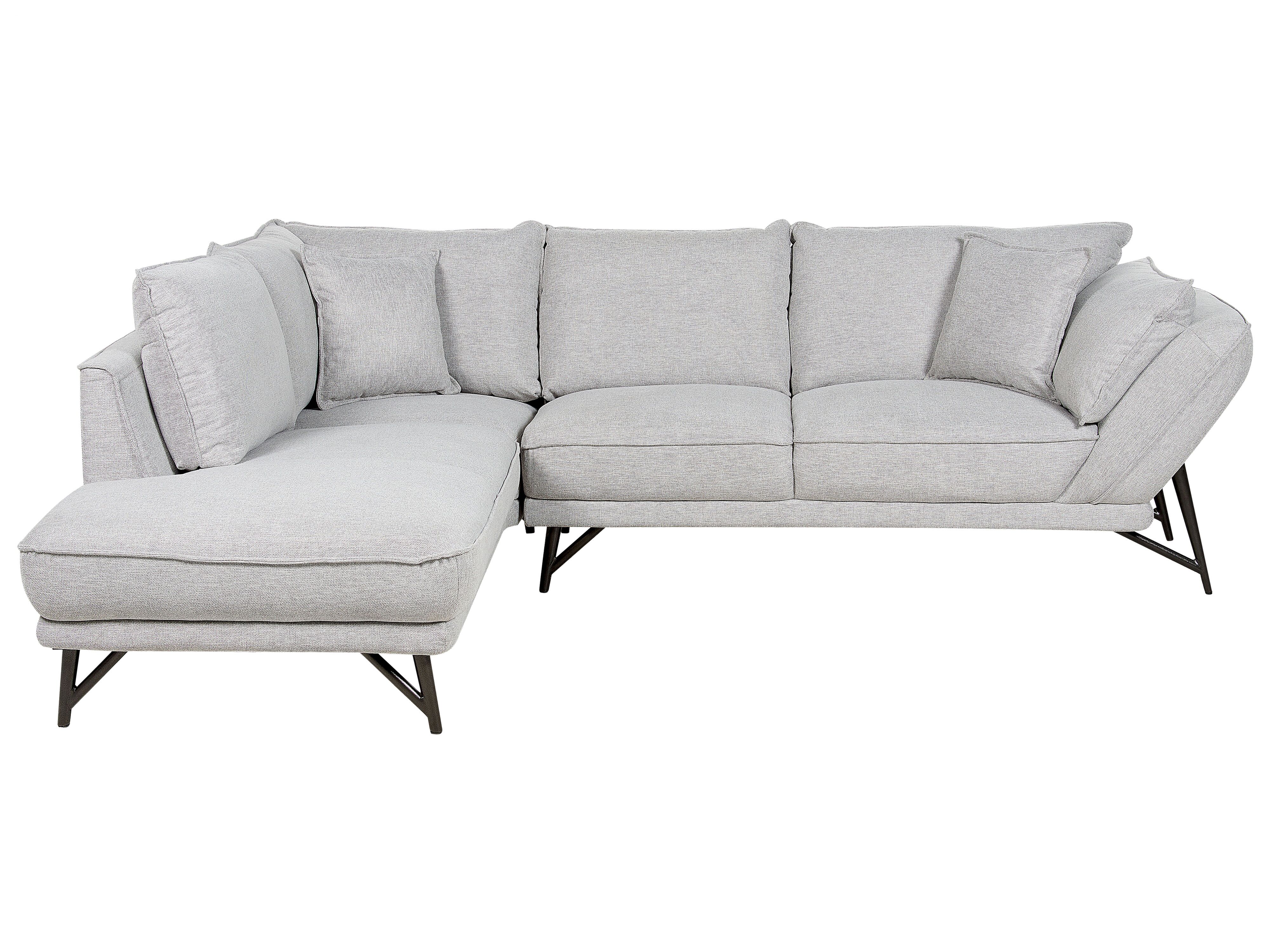 Corner Sofa 3 Seater ELGA Linen Light Grey Right Hand