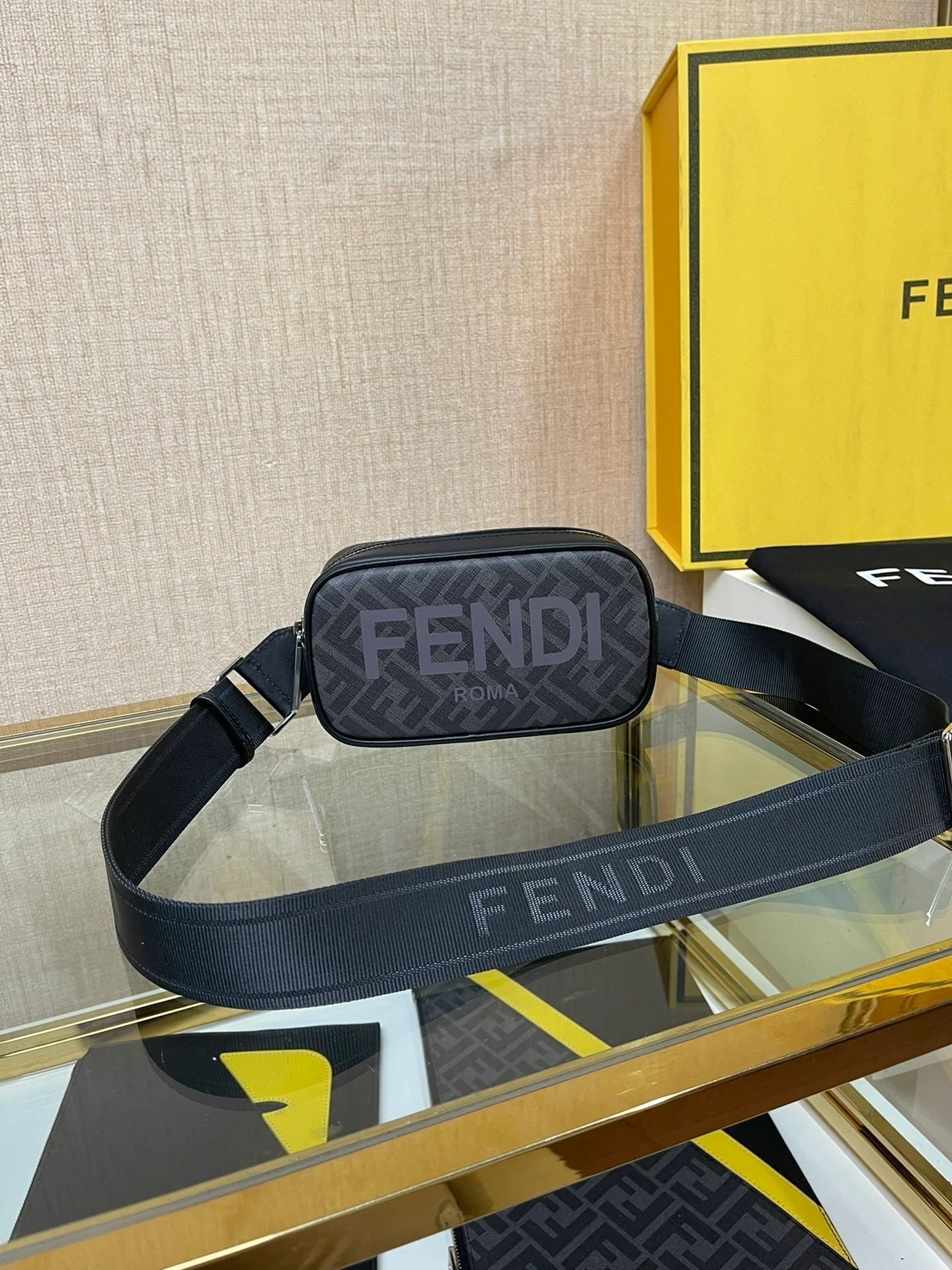 Trendy Fendi Belt Bag With Classic FF Pattern And Prominent Yellow Branding 7m285 - Replicaclubs
