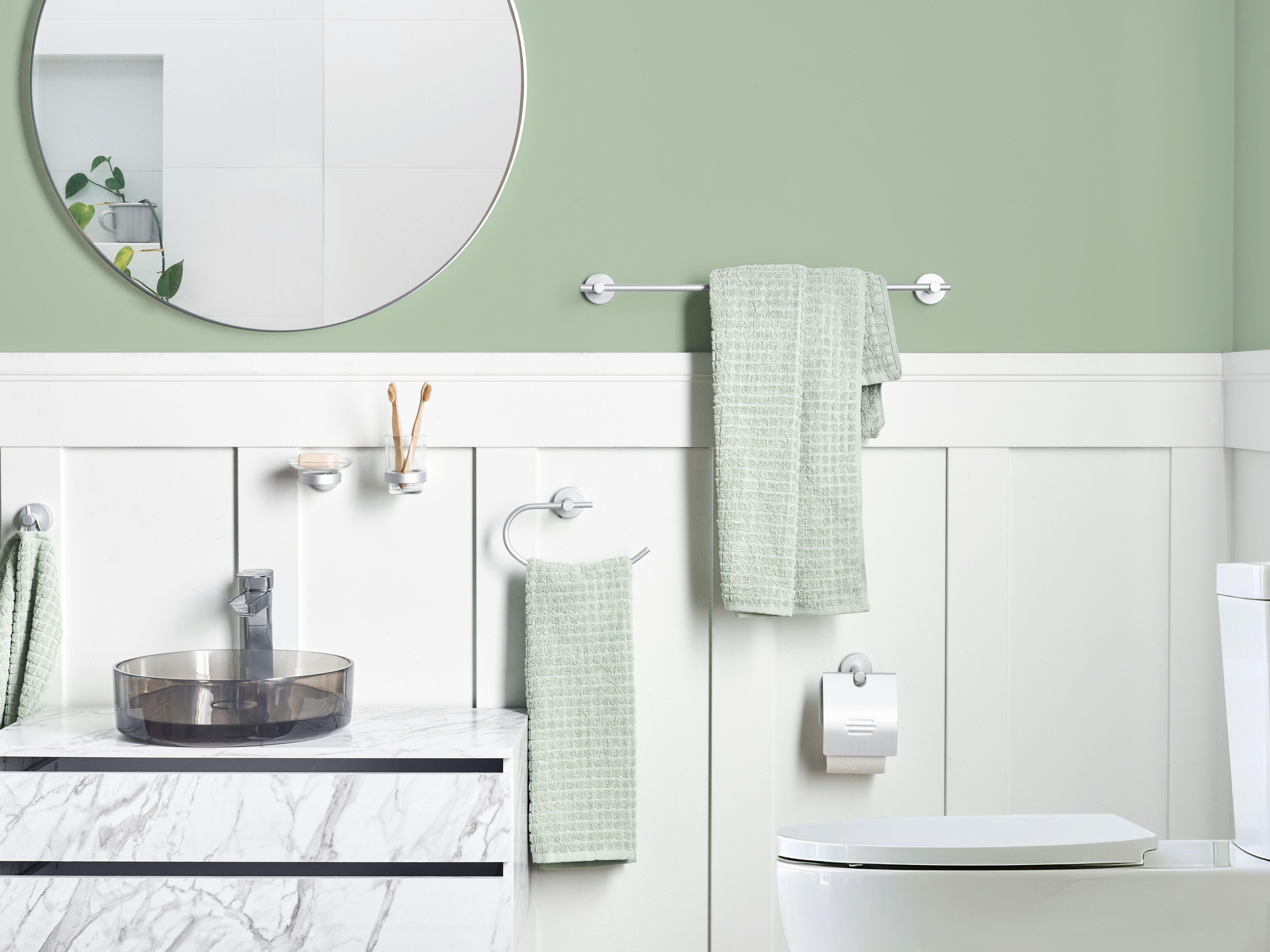6-Piece Bathroom Hardware Set ZARUMA with Towel Bars and Hooks Silver
