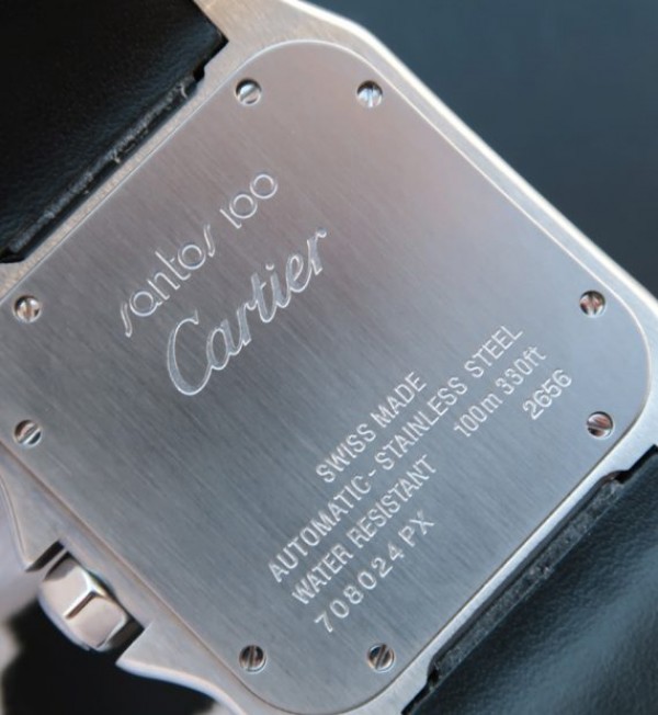Replica Cartier V6 Santos 100 41mm White Dial Black Leather Strap A2824 - Top club