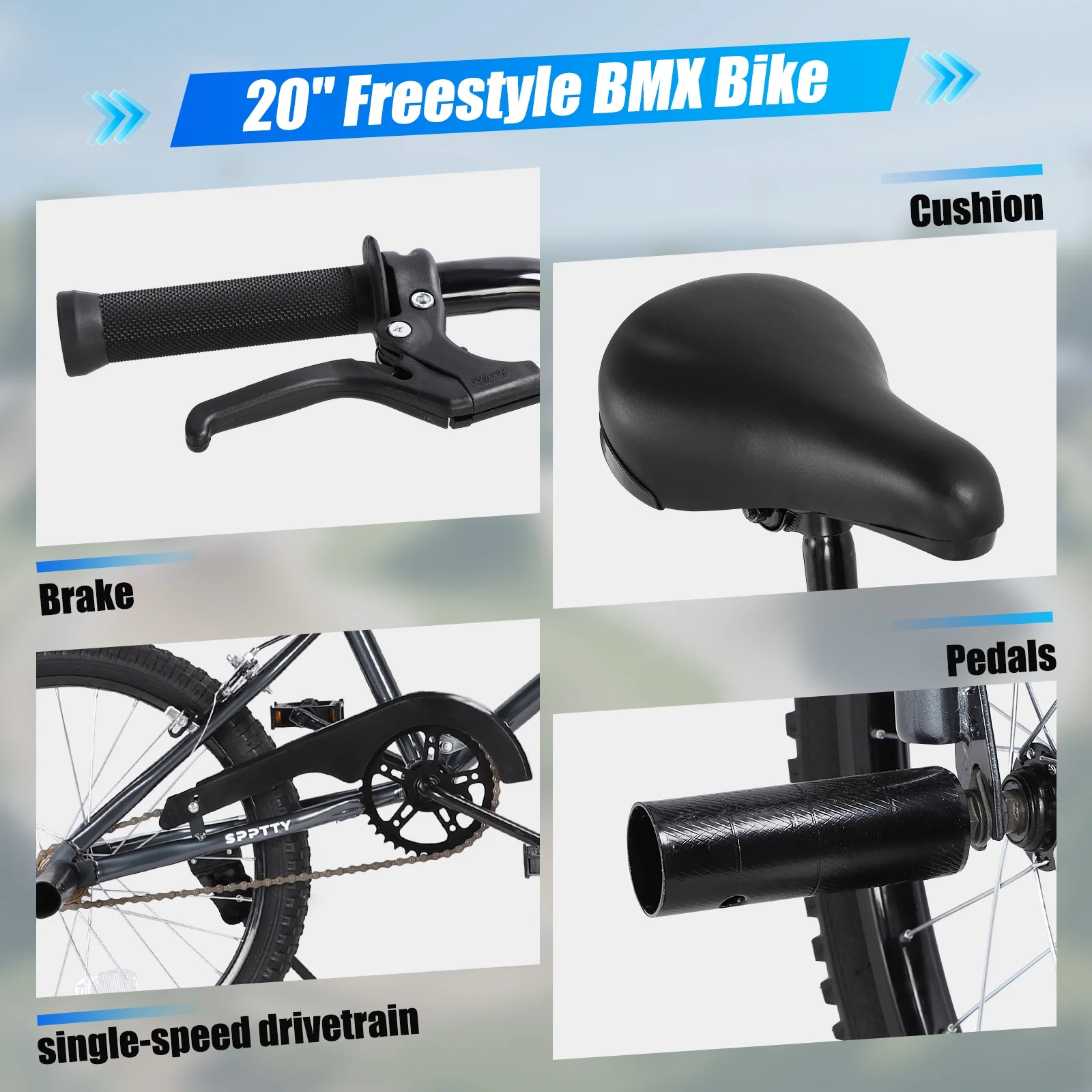 SPPTTY 20" Freestyle BMX Bike with 4 Pegs,Kids Bicycle for Teen Beginner, Age 7-14 Years,Multicolor - Image 19
