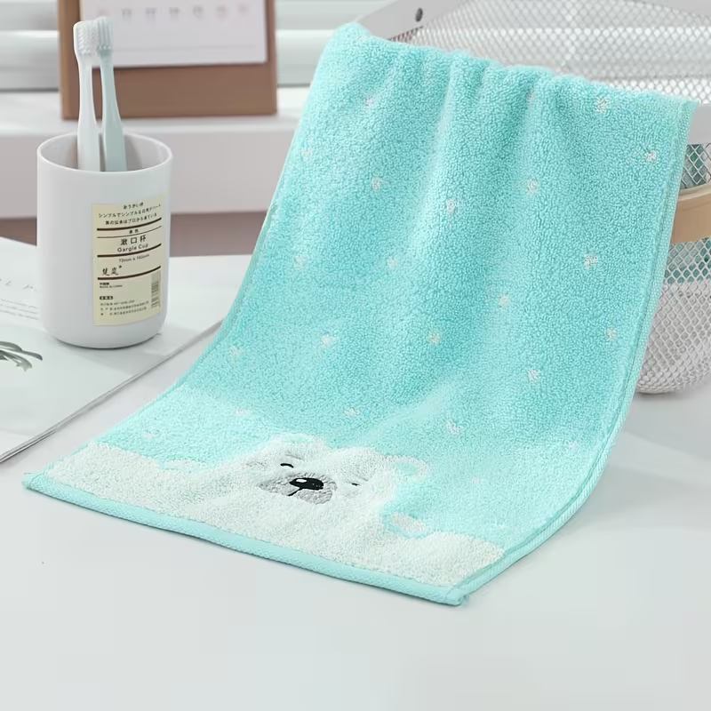 Cute Polar Bear Printed Woven Towel Eco-Friendly Quick-Dry Home Use Hand Towel