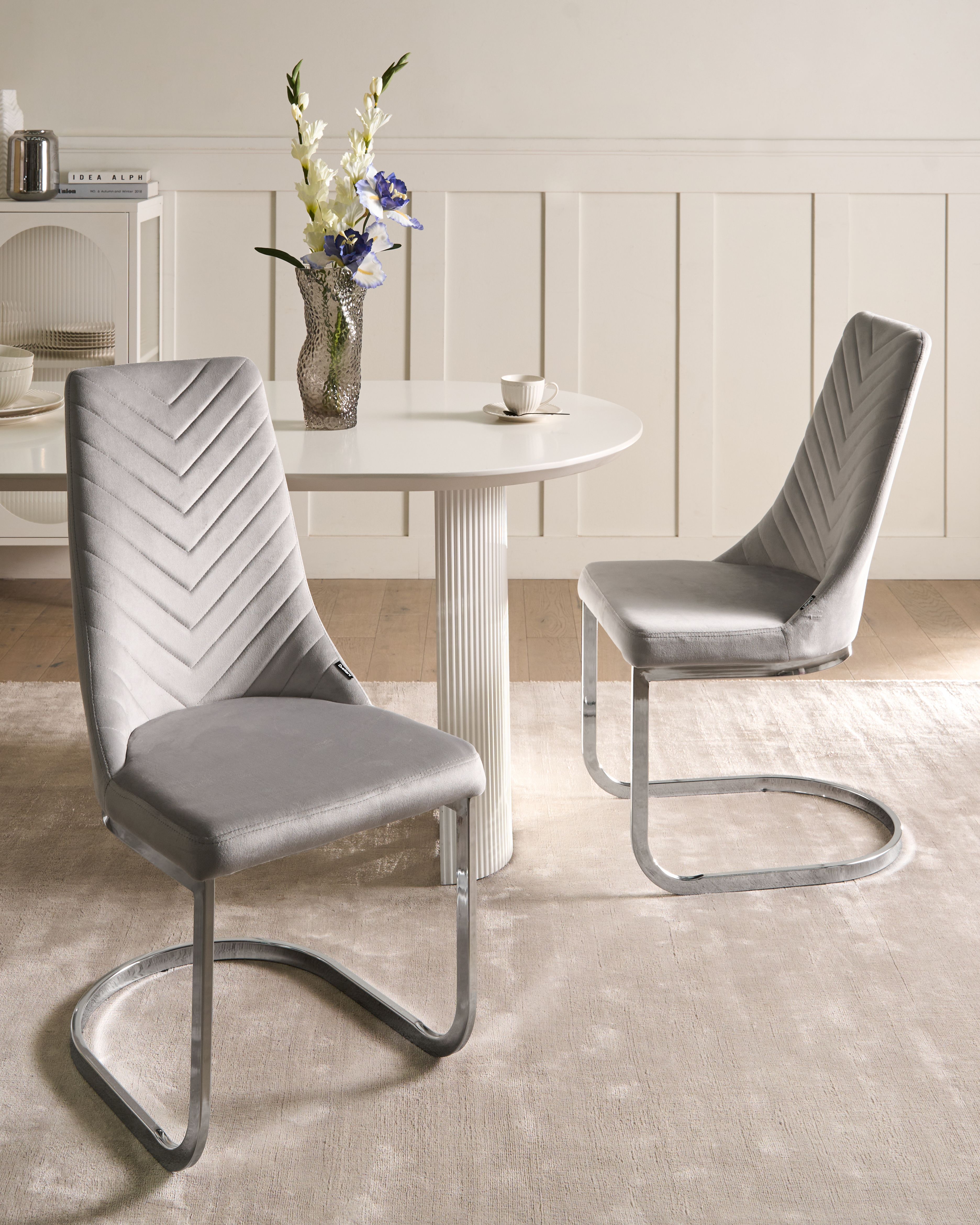 Set of 2 Dining Chairs ALTOONA Velvet Grey