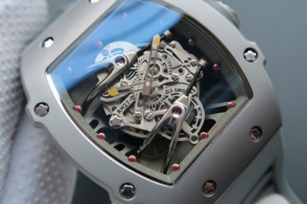 Replica Richard Mille RM027 SS Skeleton Dial Gray Inner Bezel Gray Rubber Strap 6T51 - Top club