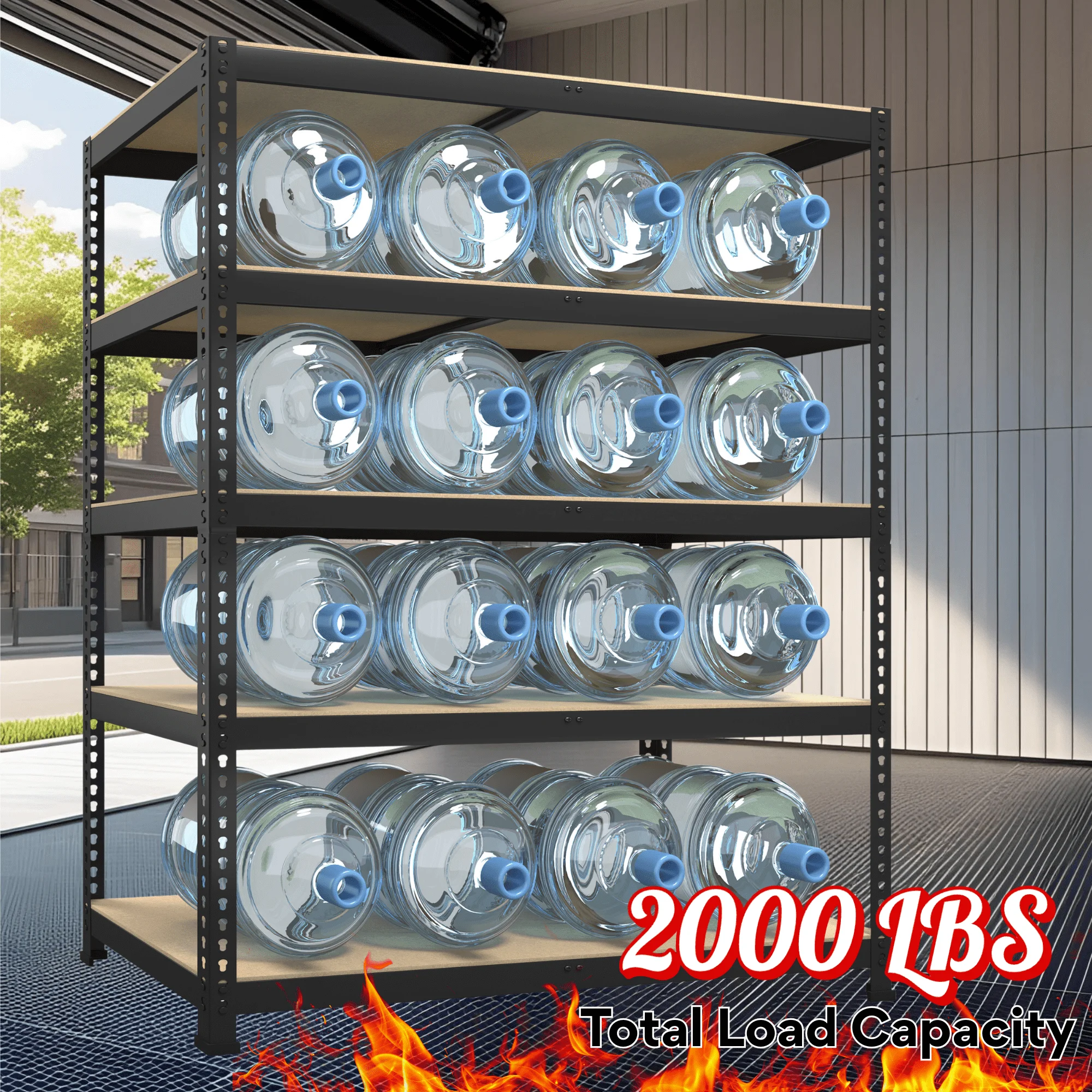 Prilinex Storage Shelves Garage Shelving Units 5 Tier Metal Heavy Duty Adjustable Shelf Rack 40
