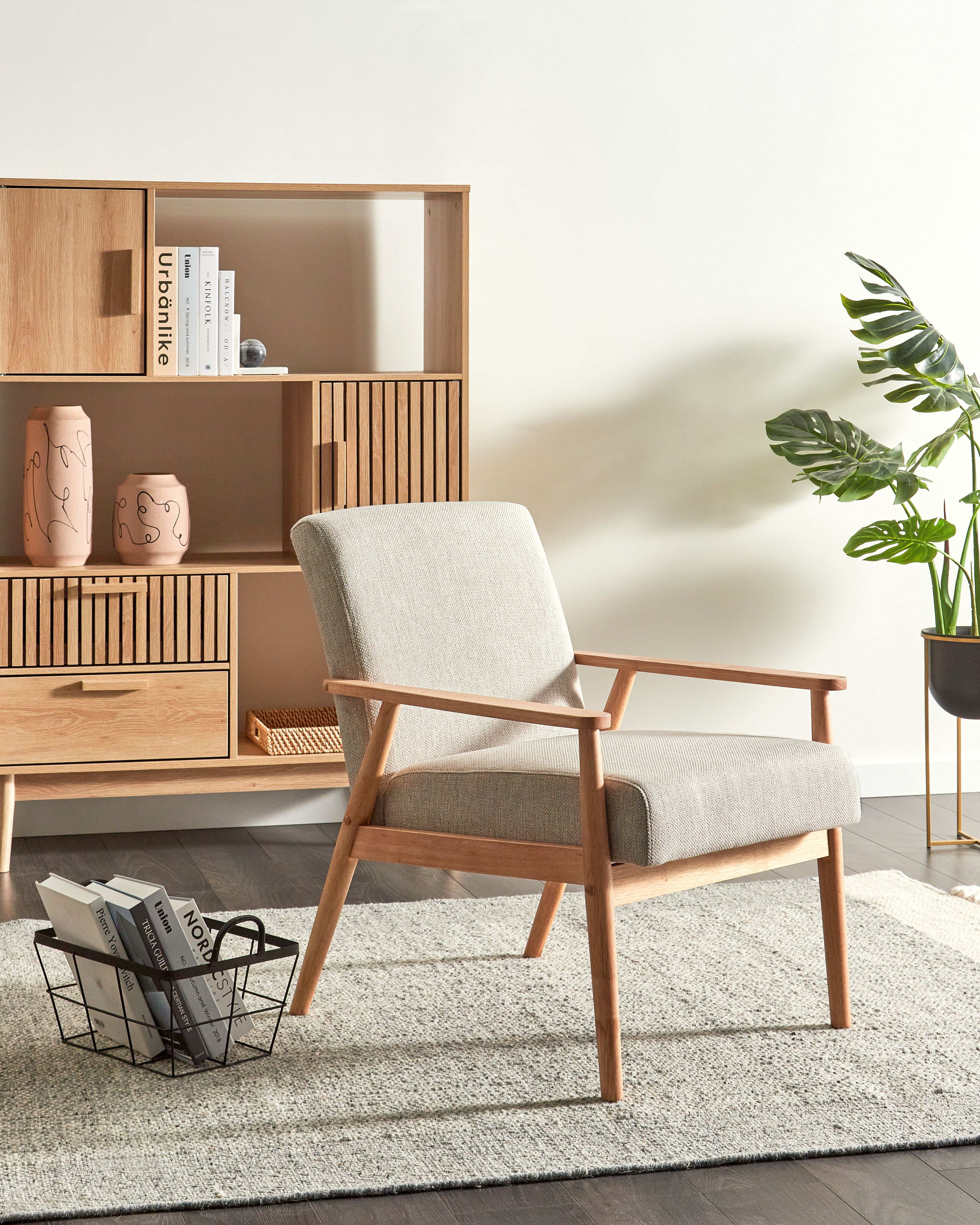 Armchair ESRUM Fabric Light Brown/ Grey