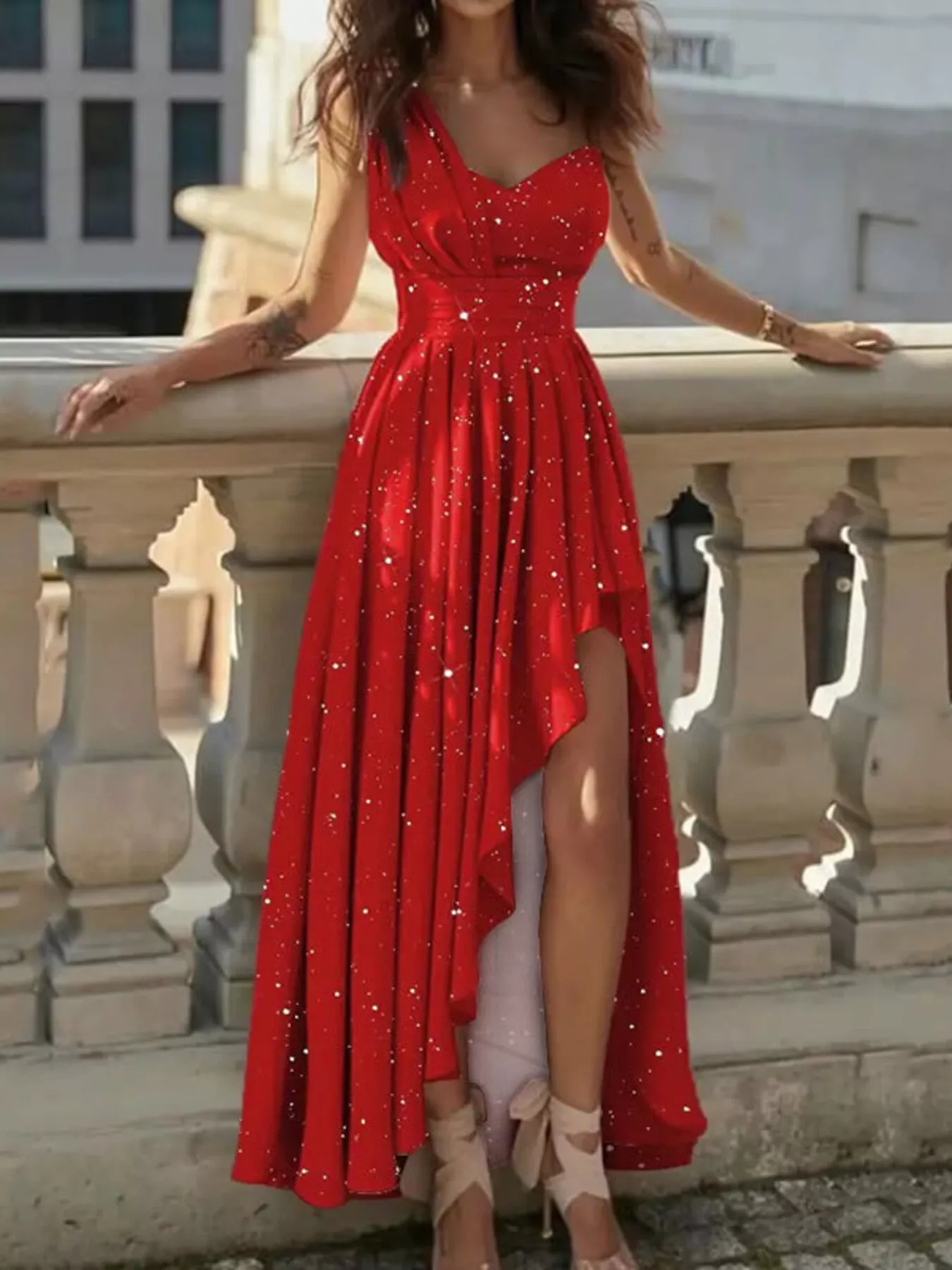 One-Shoulder Asymmetrical Hem Maxi Dress - ZKZOOK