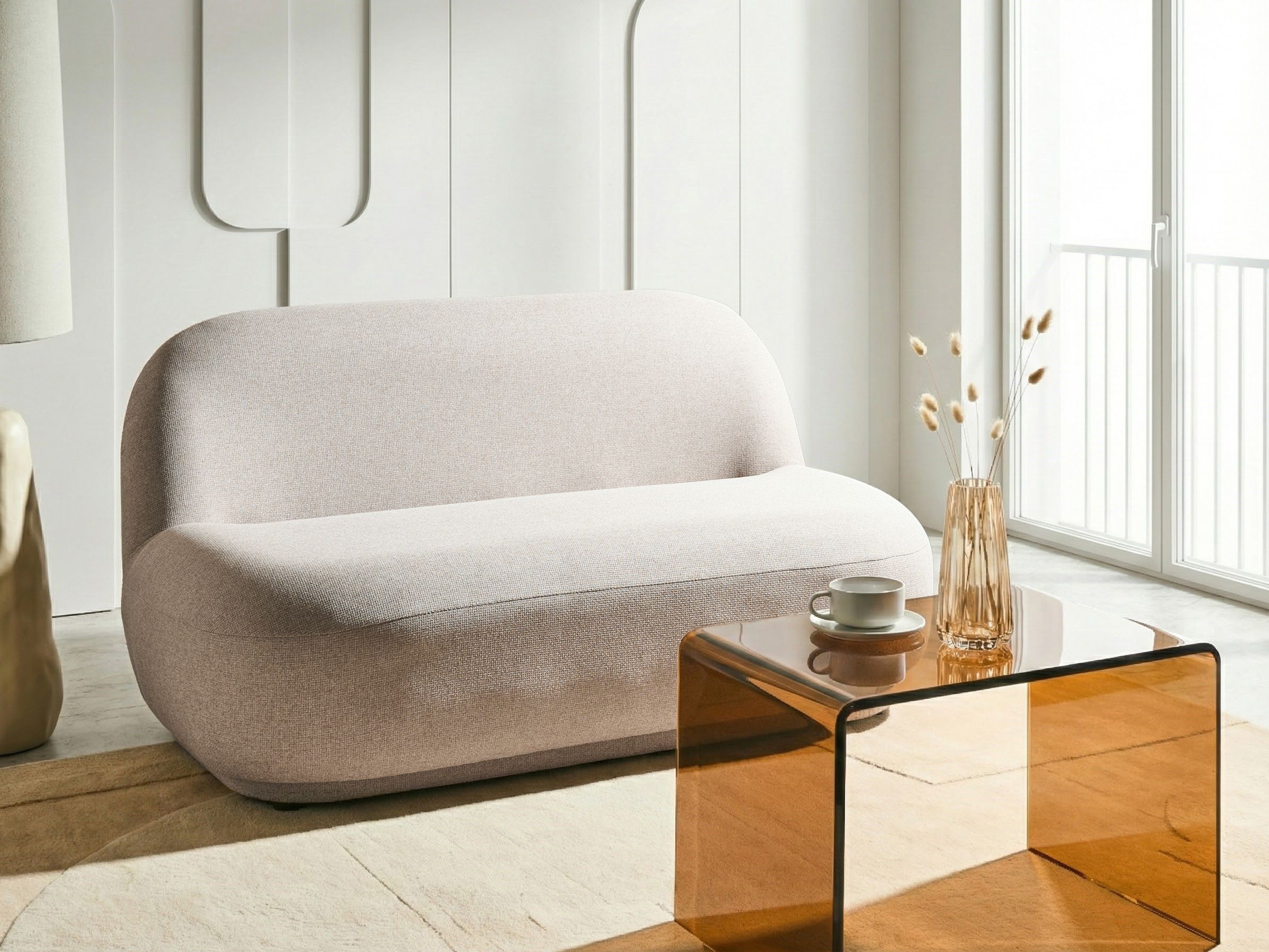 Sofa 2 Seater LOVBERG Fabric Beige