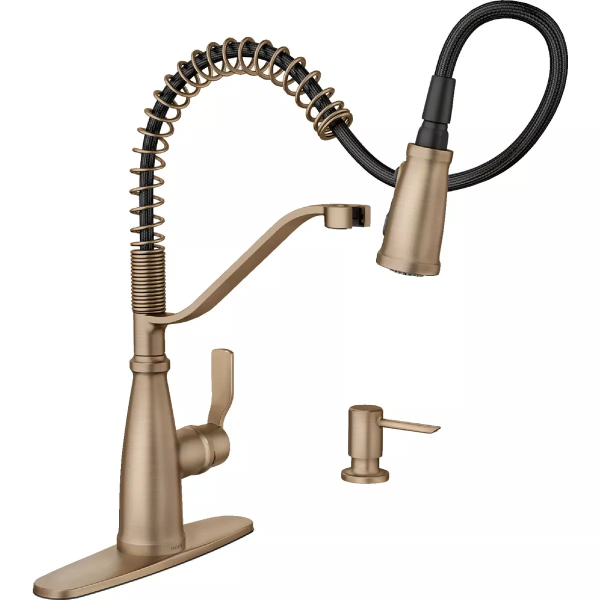 Moen Nolia 1-Handle Pull-Down Widespread Kitchen Faucet, Bronzed Gold