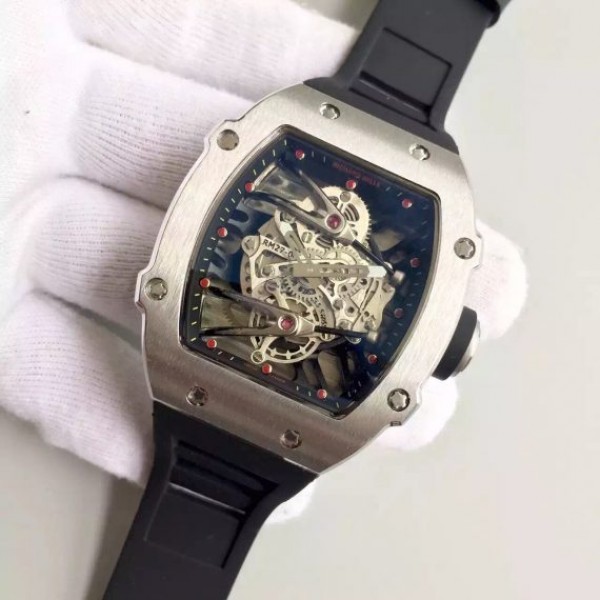 Replica Richard Mille RM027 SS Skeleton Dial Black Rubber Strap 6T51 - Elite Watch Atelier