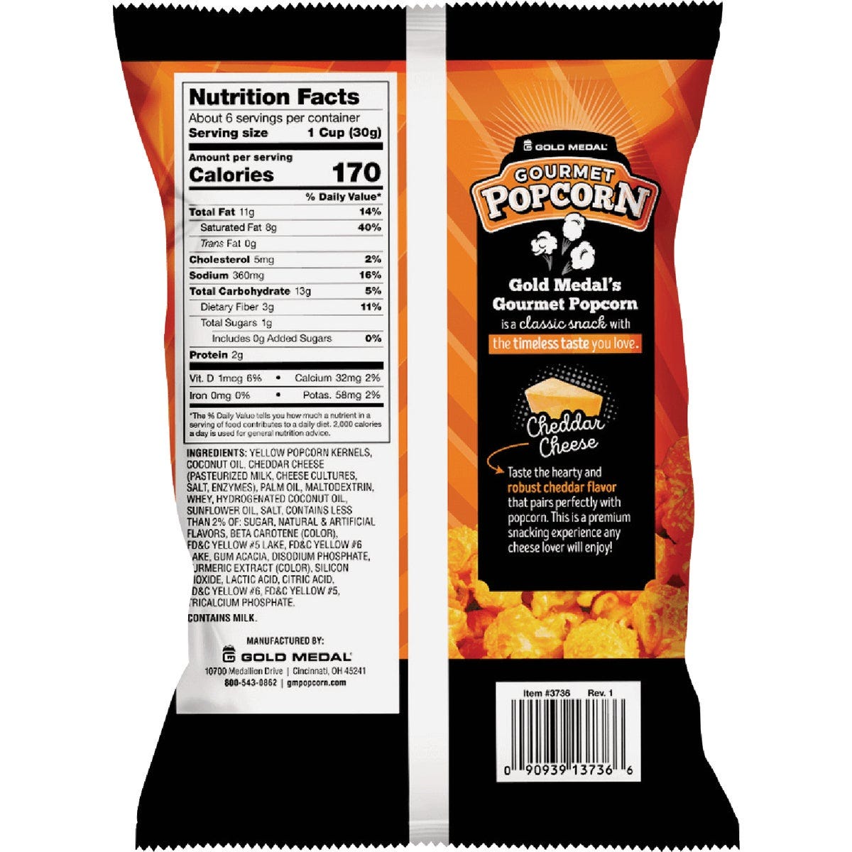 Gold Medal Gourmet 6.6 Oz. Cheddar Cheese Popcorn