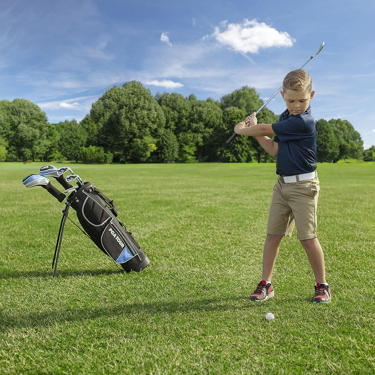 PGA Tour Right-Handed 10 Piece Kids Golf Club Stand Bag Set; Player Height 4'8 - 5'2", Ages 8-12 - Image 9