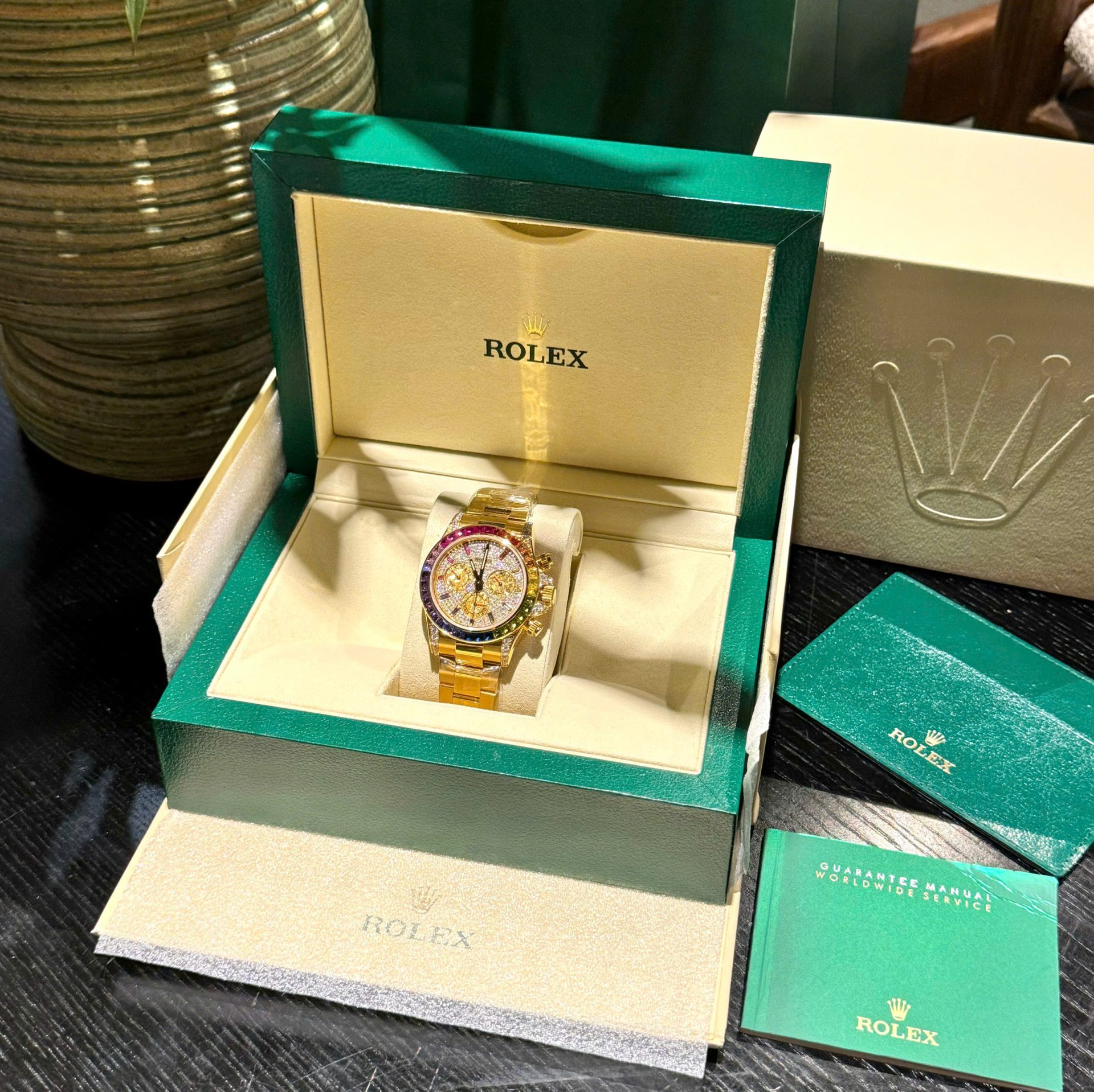 Rolex Daytona 116598RBOW Refined Moissanite   Synthentic Gemstone 18K Gold Wrapped 40mm - Top club